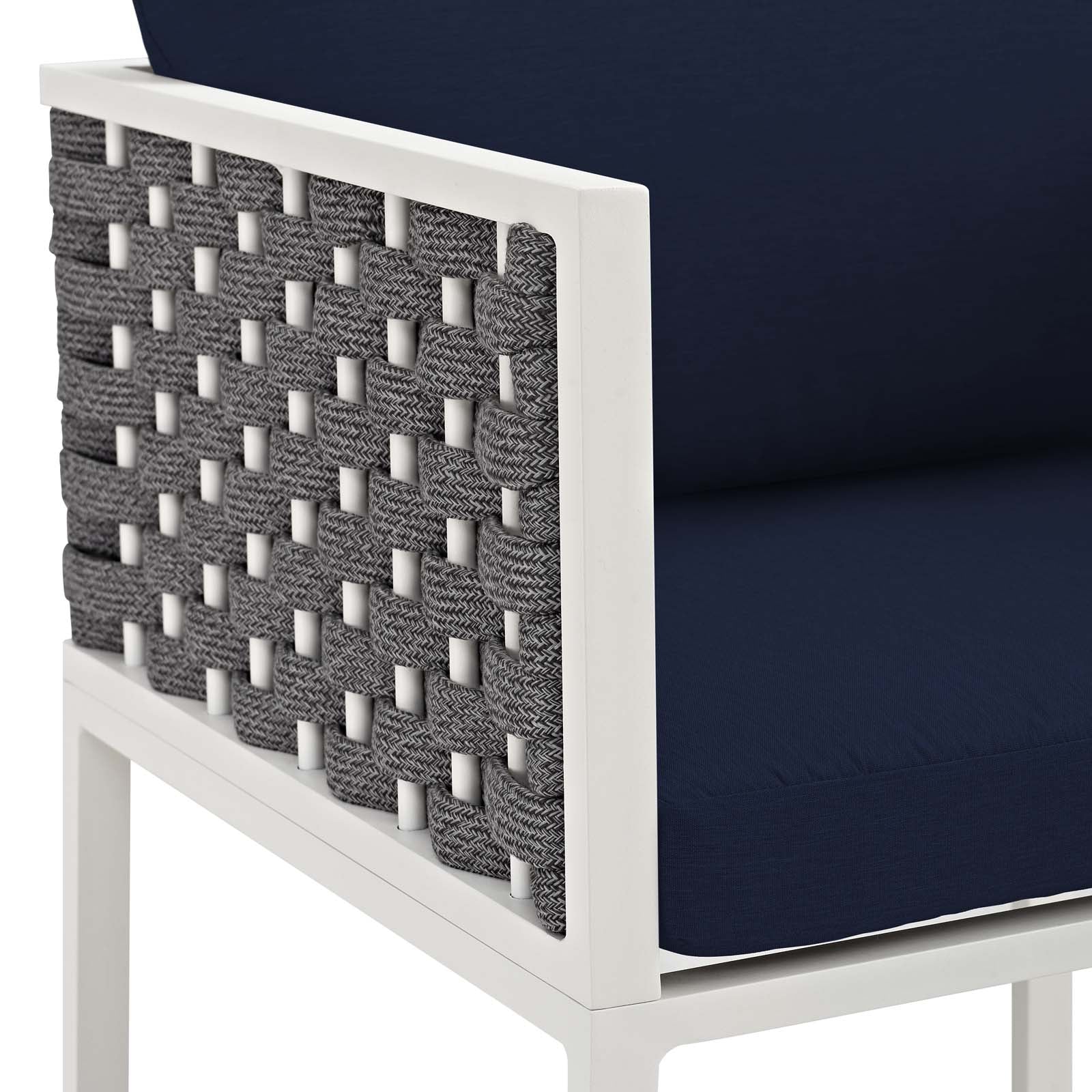 Modway Outdoor Dining Chairs - Stance Outdoor Patio Aluminum Dining Armchair White Navy