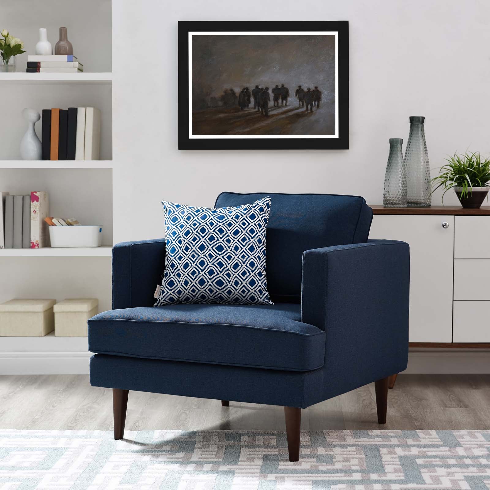 Modway Accent Chairs - Agile Upholstered Fabric Armchair Blue