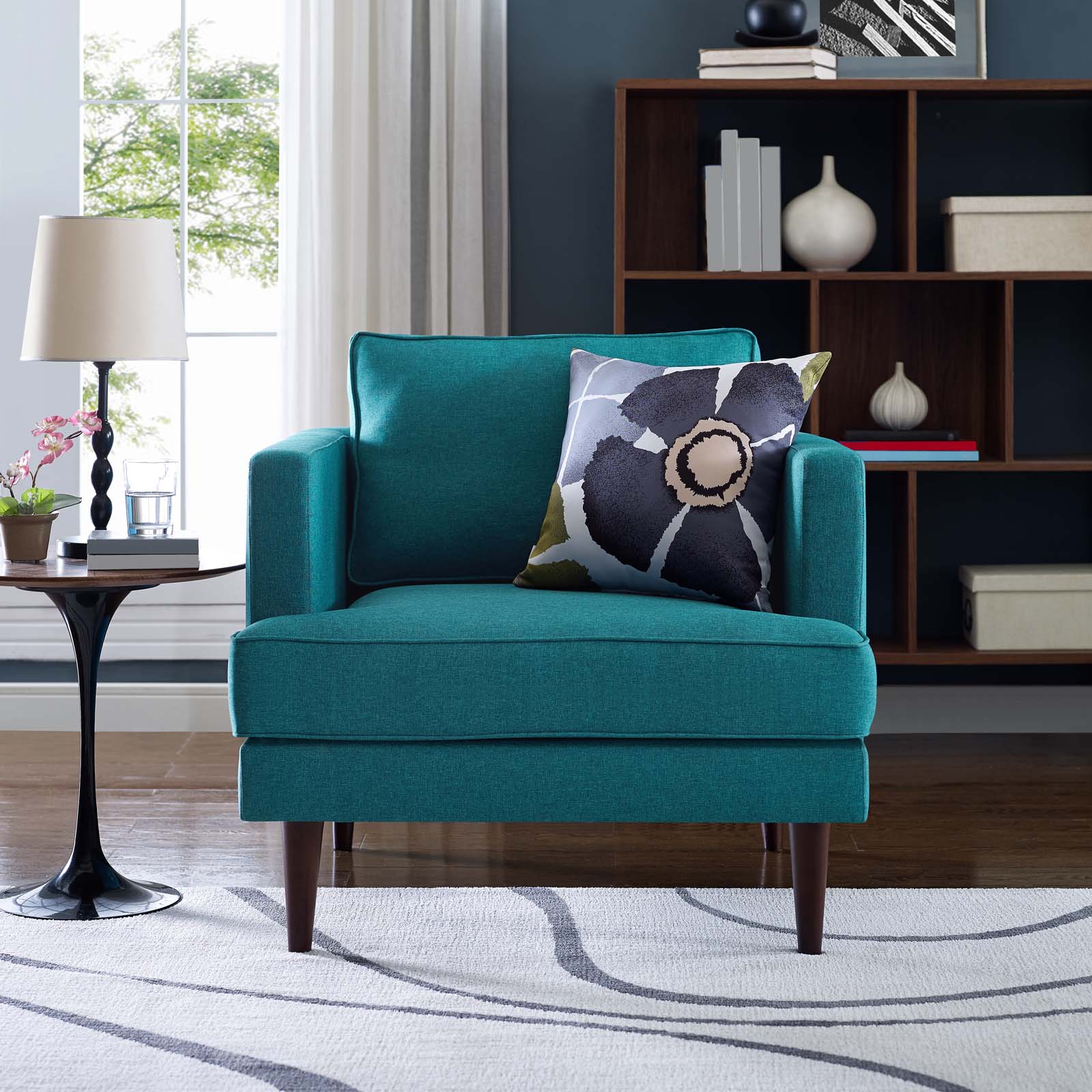 Modway Accent Chairs - Agile Upholstered Fabric Armchair Teal