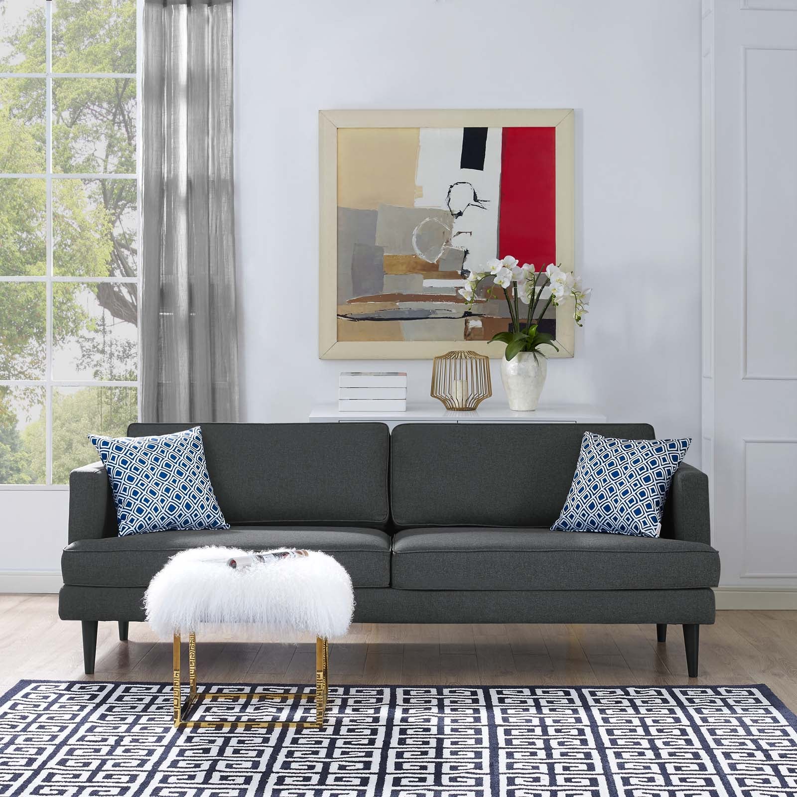 Modway Sofas & Couches - Agile Upholstered Fabric Sofa Gray