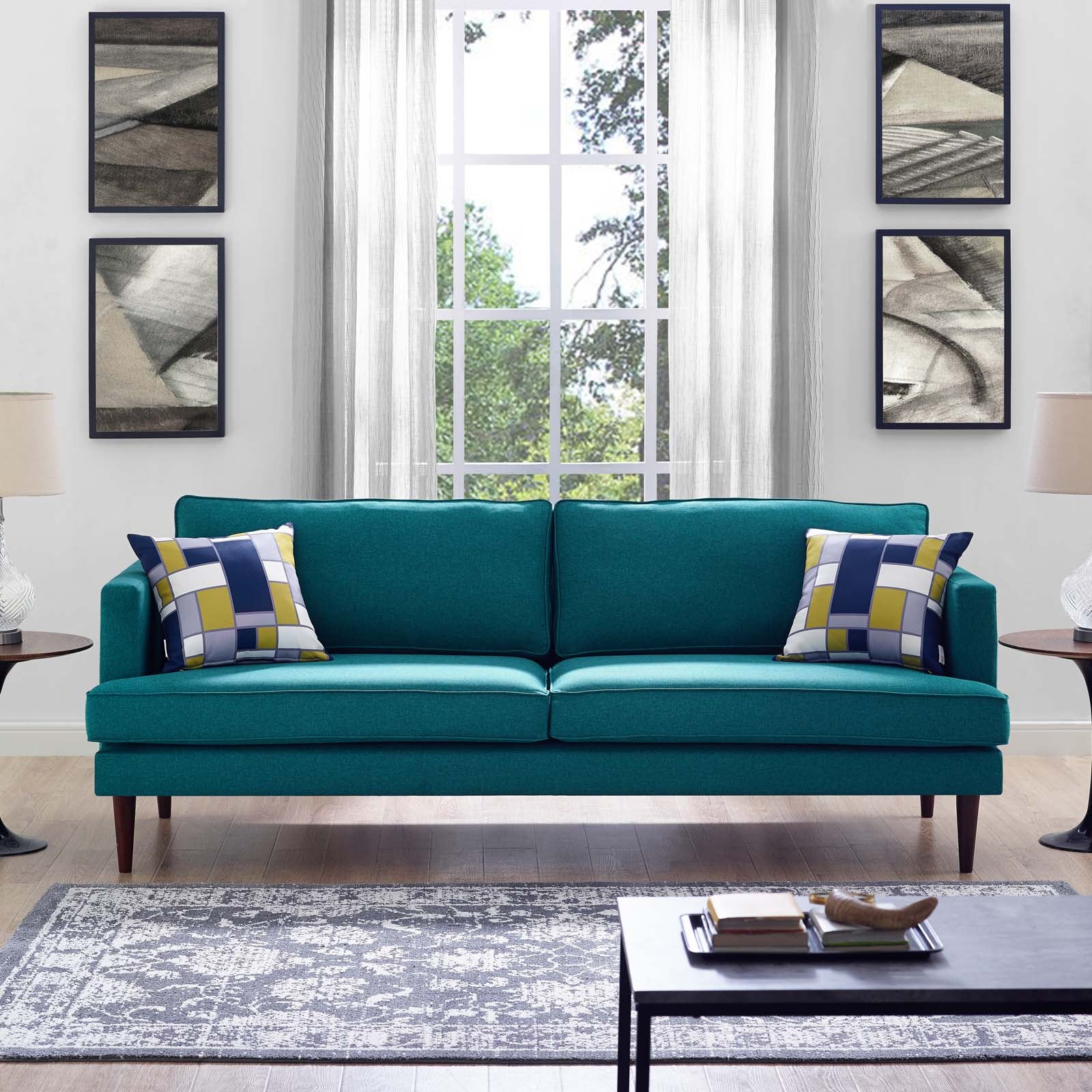 Modway Sofas & Couches - Agile Upholstered Fabric Sofa Teal