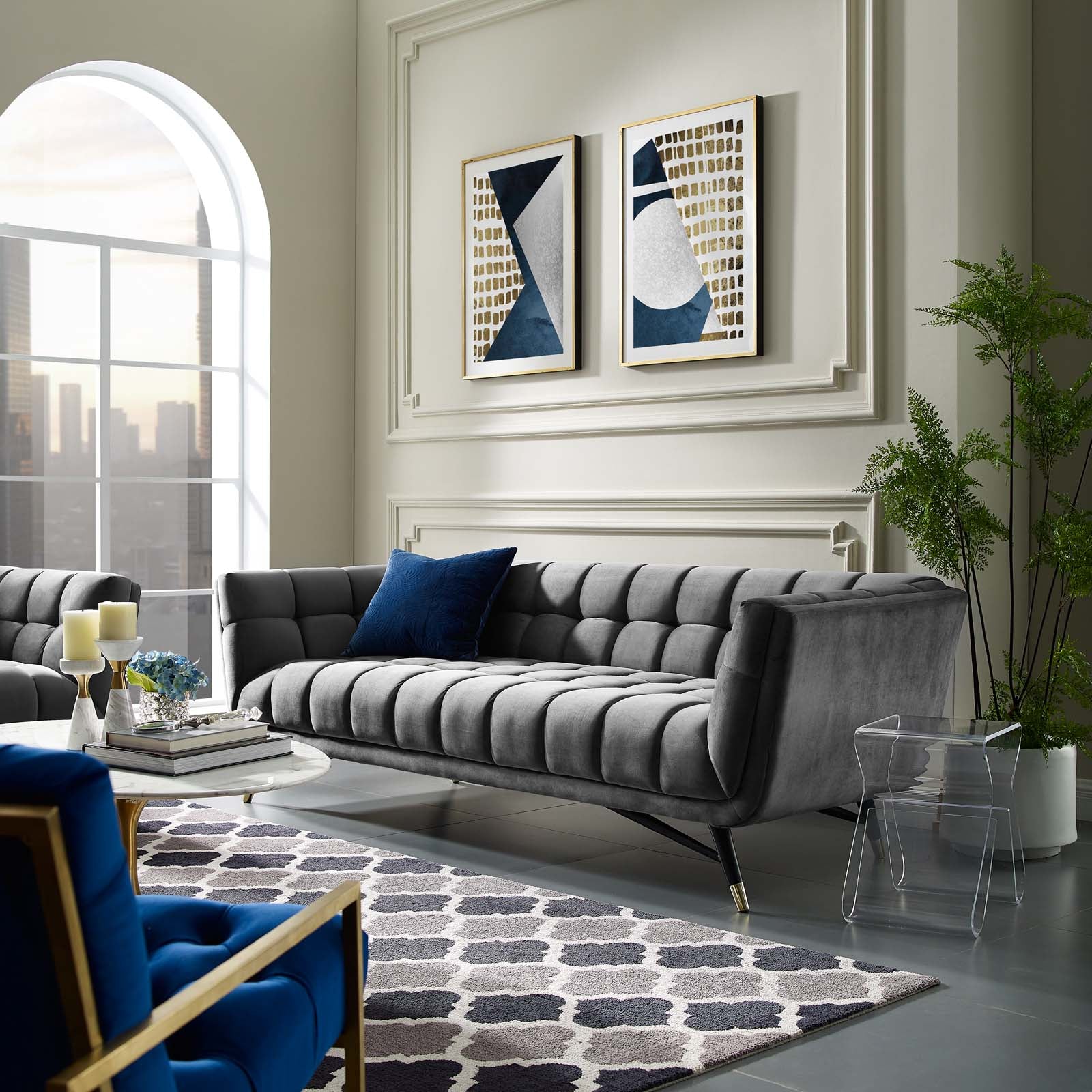 Modway Sofas & Couches - Adept Performance Velvet Sofa Gray