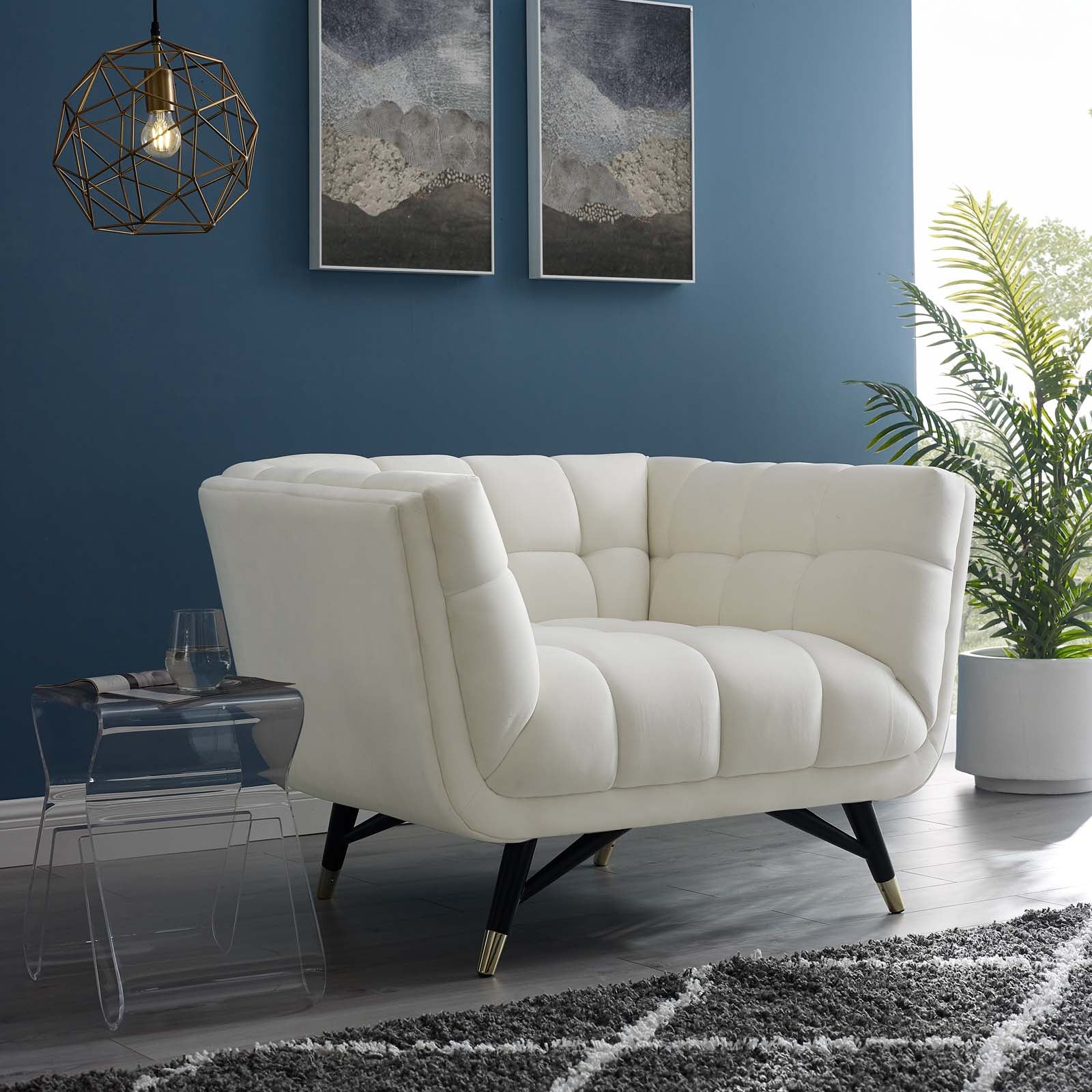 Modway Accent Chairs - Adept Performance Velvet Armchair Ivory
