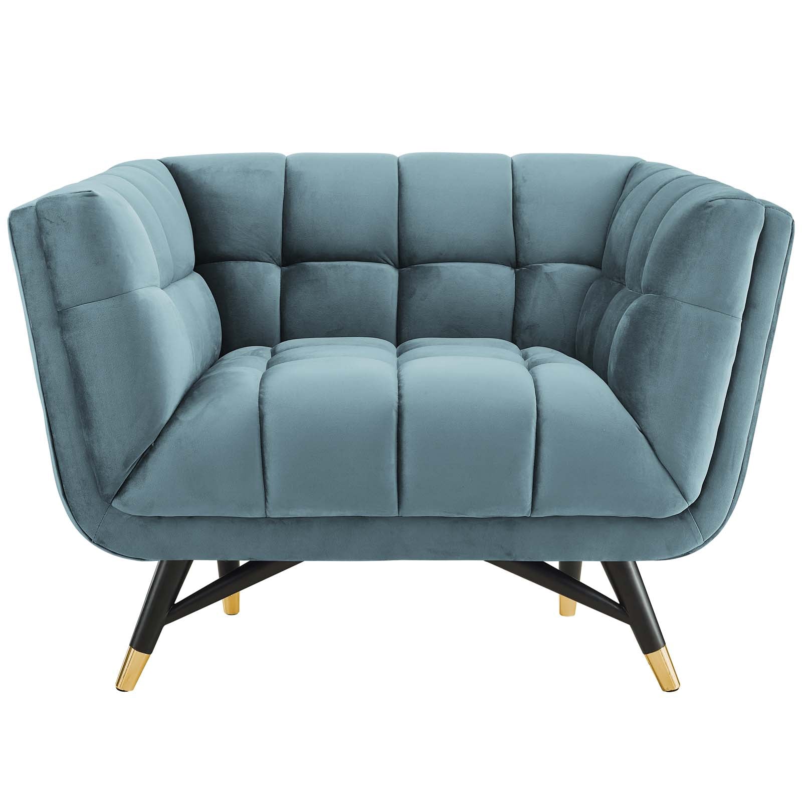 Modway Accent Chairs - Adept Performance Velvet Armchair Sea Blue