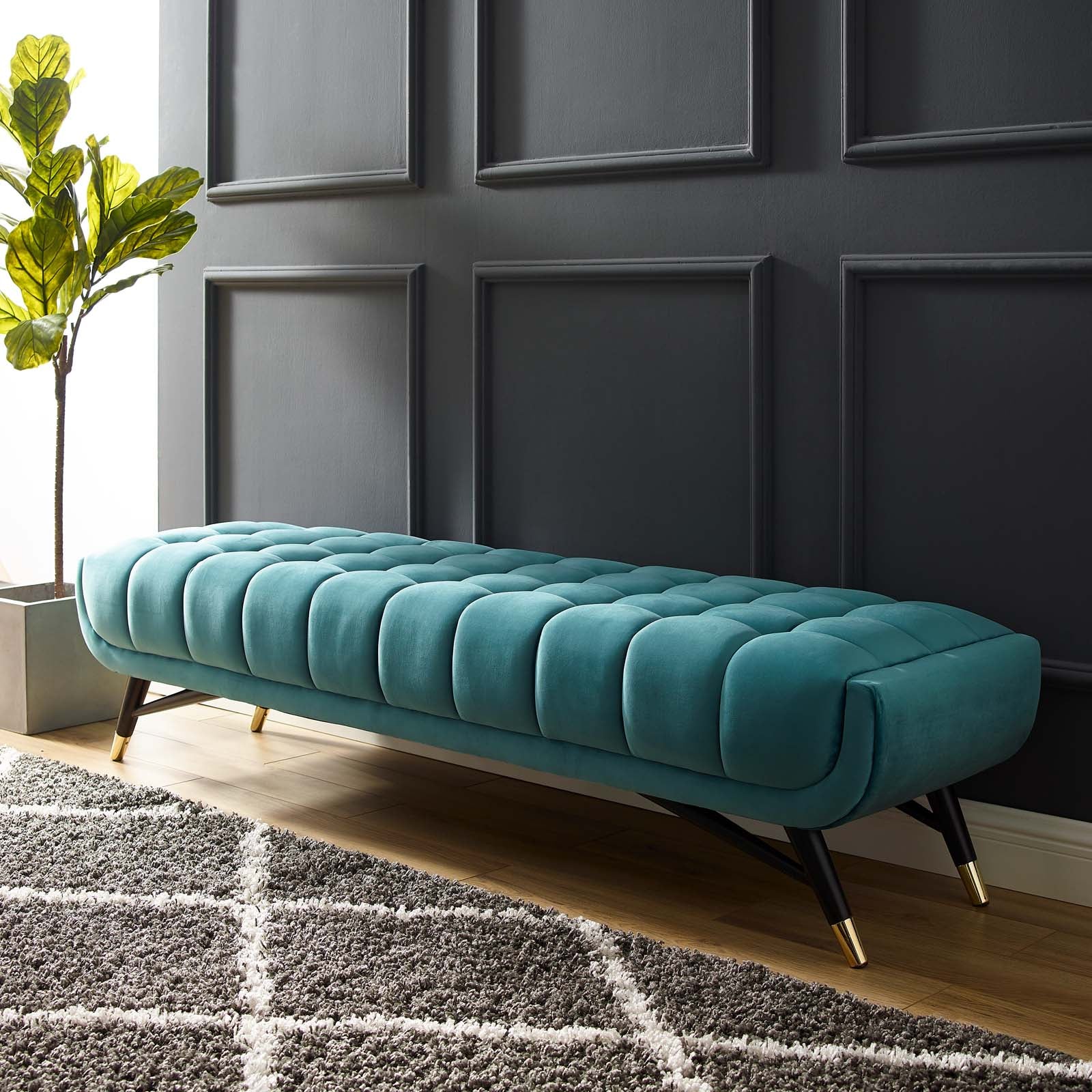 Modway Benches - Adept Performance Velvet Bench Sea Blue