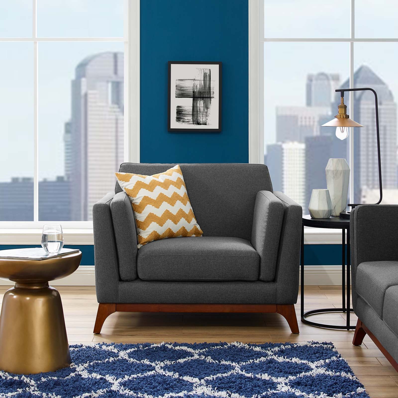 Modway Accent Chairs - Chance Upholstered Fabric Armchair Gray