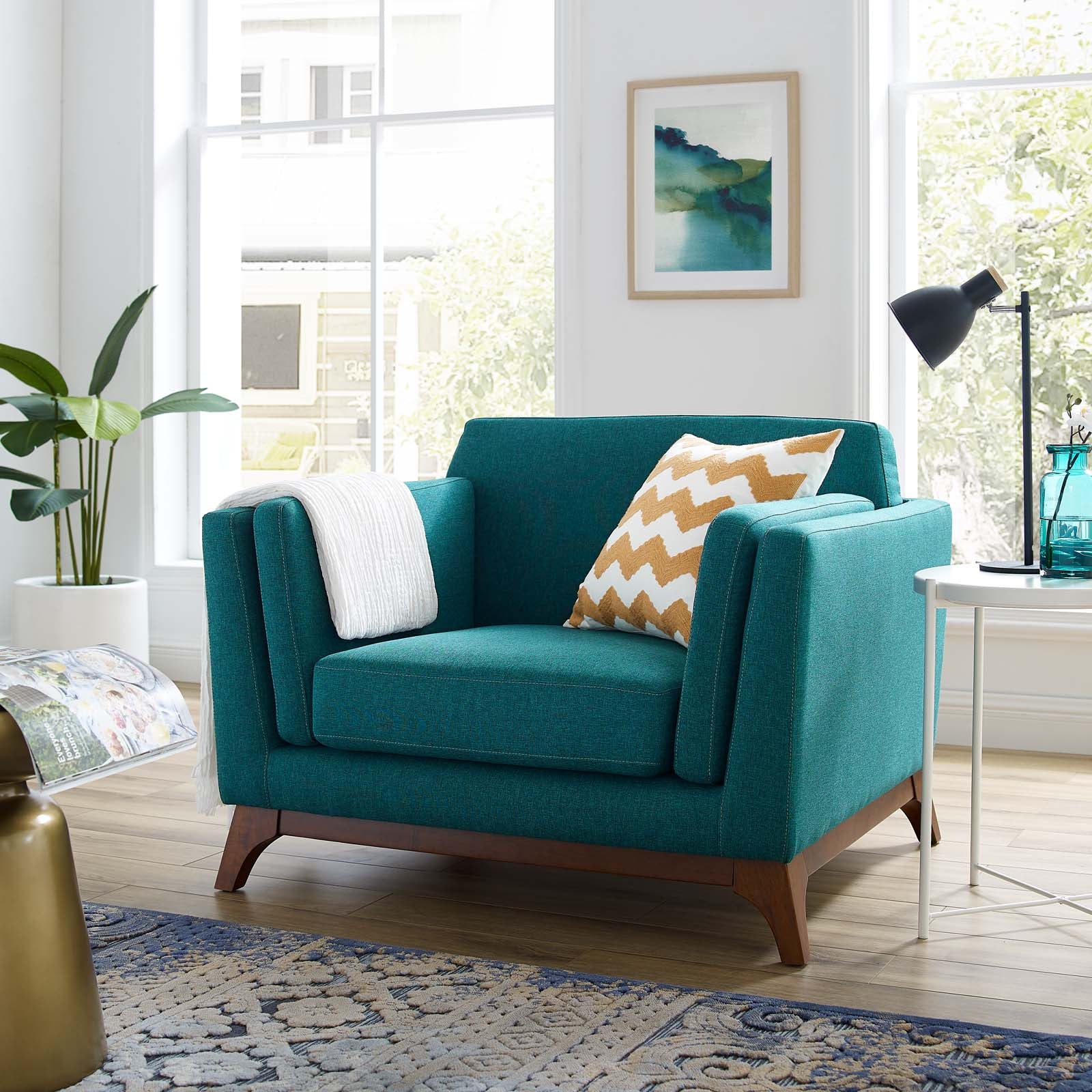 Teal fabric armchair clearance