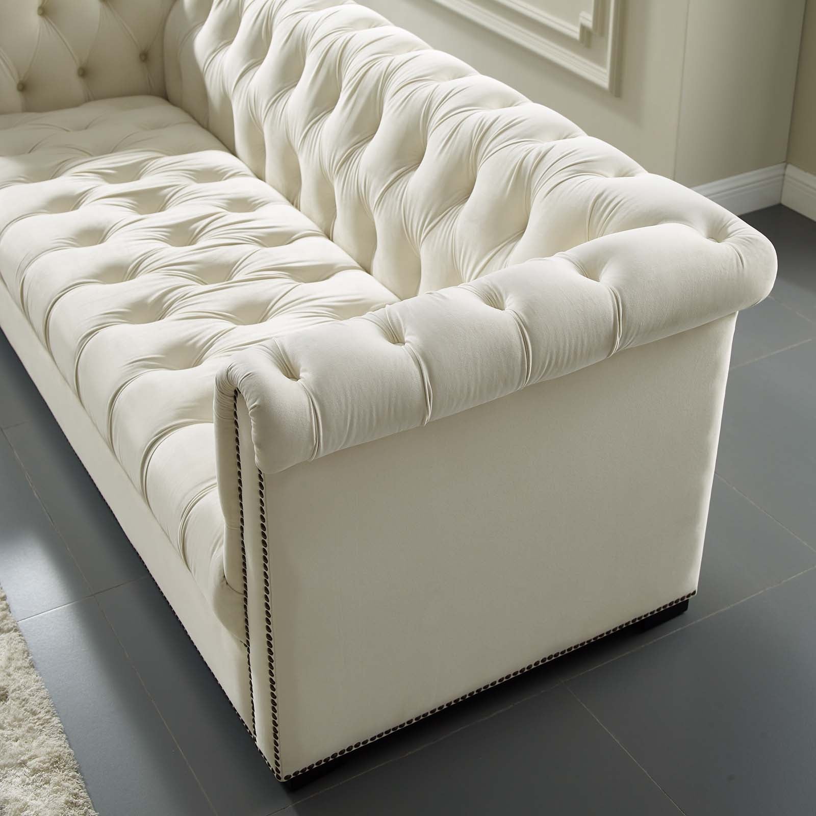 Modway Sofas & Couches - Heritage Performance Velvet Sofa Ivory