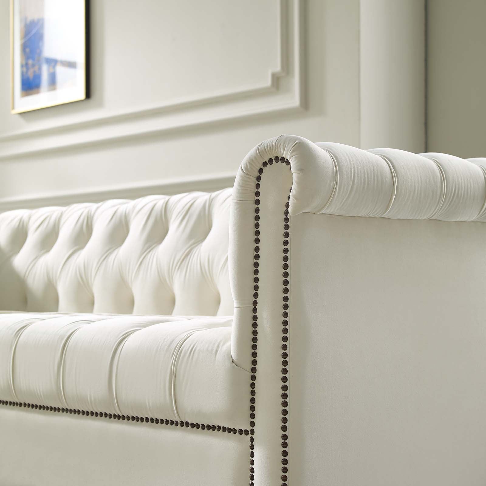 Modway Sofas & Couches - Heritage Performance Velvet Sofa Ivory