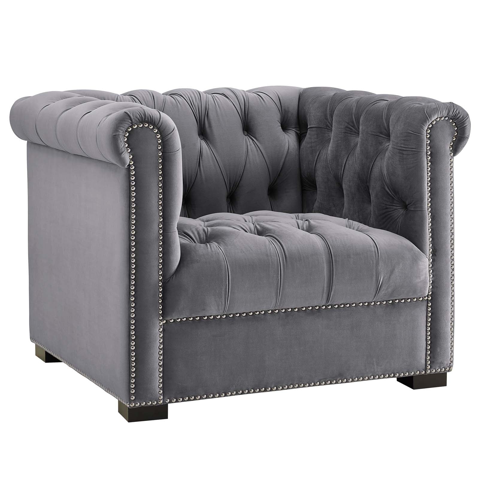Modway Accent Chairs - Heritage Performance Velvet Armchair Gray