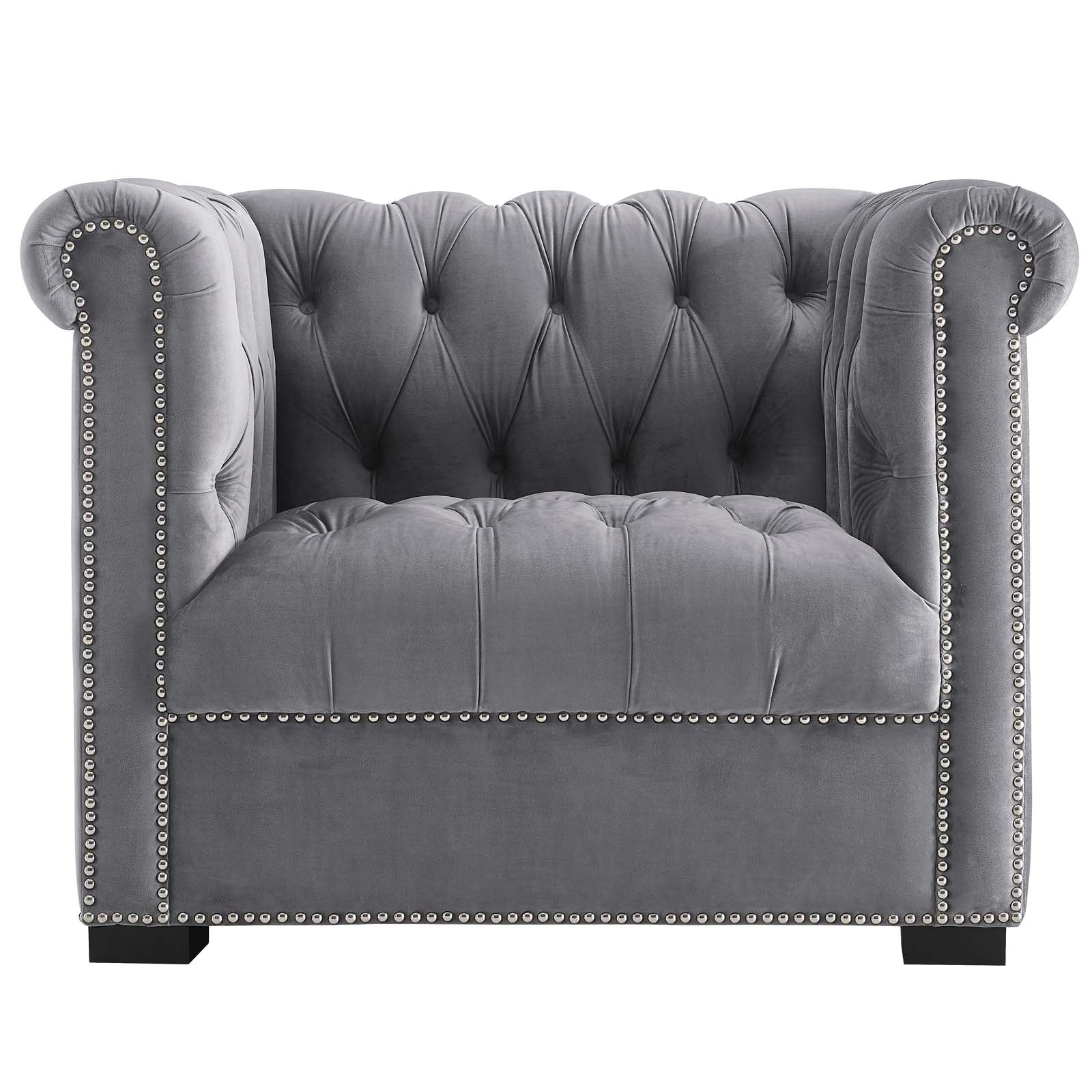 Modway Accent Chairs - Heritage Performance Velvet Armchair Gray