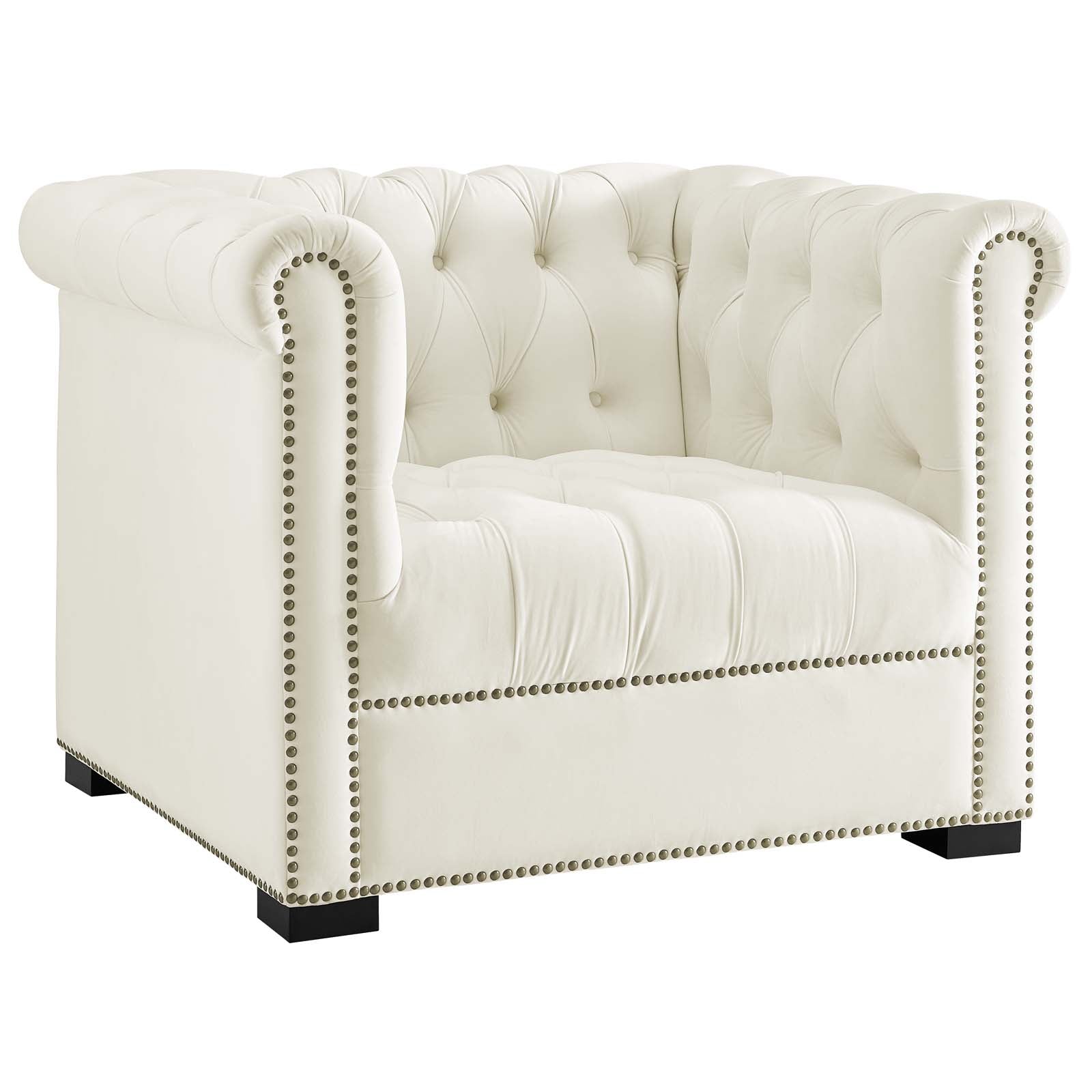 Modway Accent Chairs - Heritage Performance Velvet Armchair Ivory