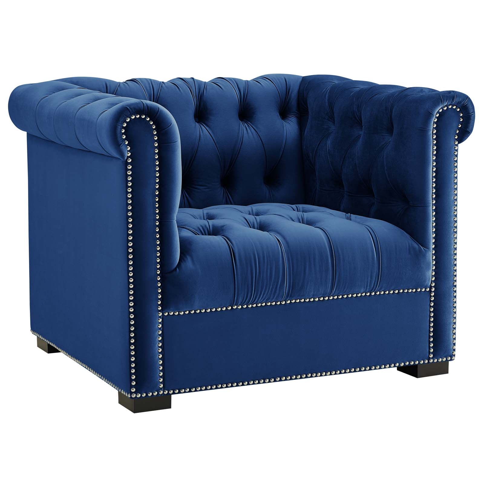 Modway Accent Chairs - Heritage Performance Velvet Armchair Midnight Blue