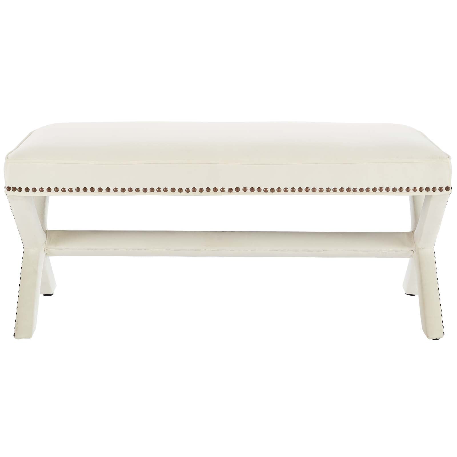 Modway Benches - Rivet Performance Velvet Bench Ivory