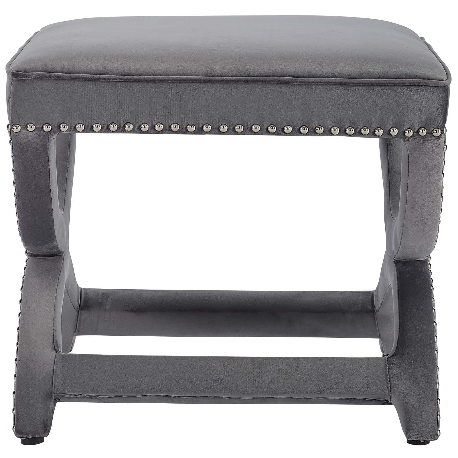 Modway Ottomans & Stools - Expound Upholstered Nailhead Trim Performance Velvet Ottoman Gray