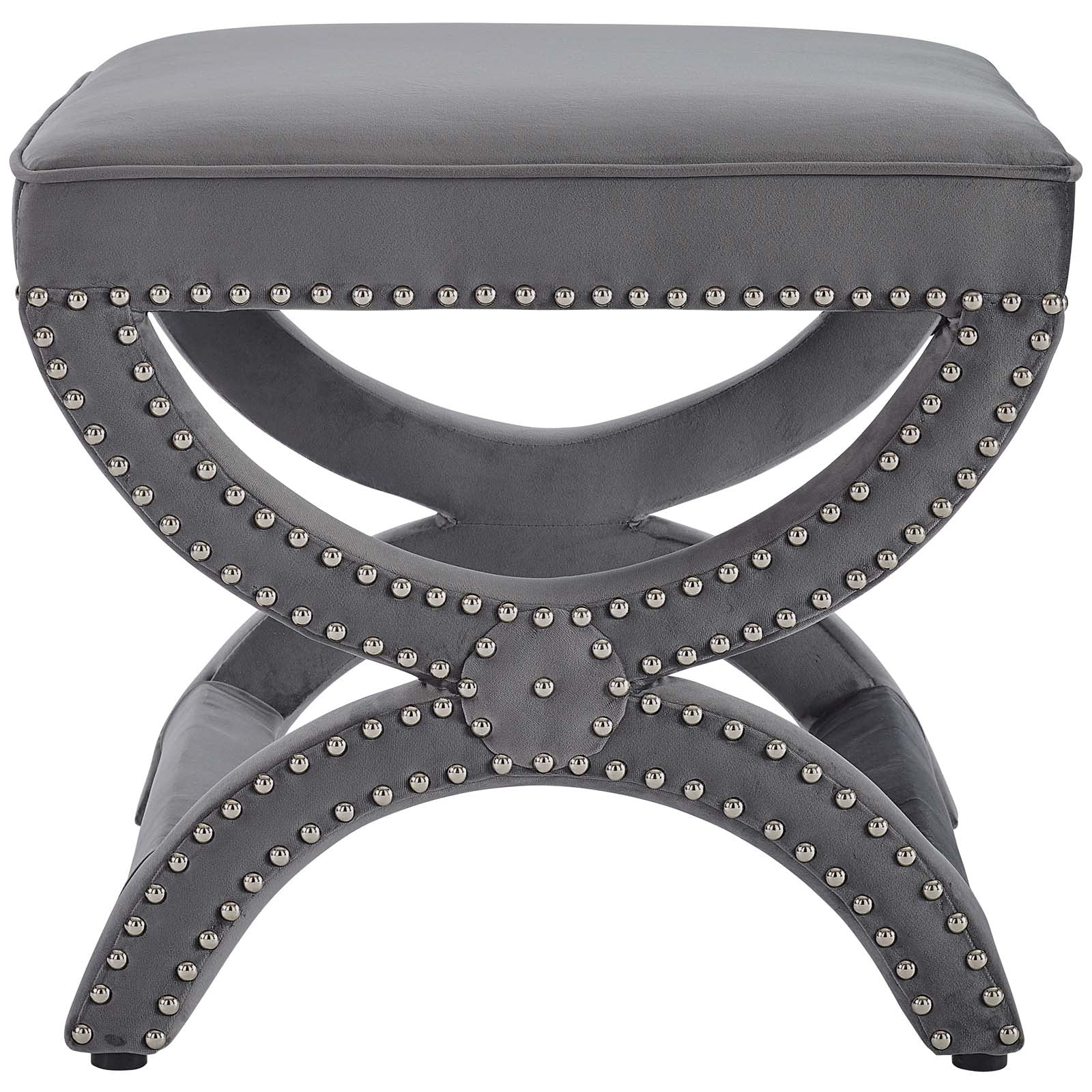 Modway Ottomans & Stools - Expound Upholstered Nailhead Trim Performance Velvet Ottoman Gray