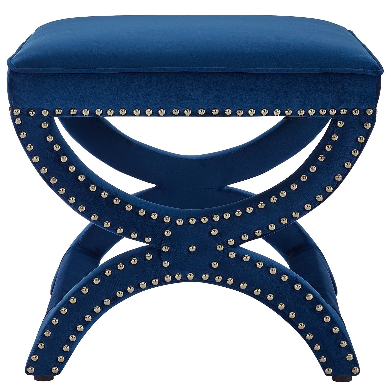 Modway Ottomans & Stools - Expound Upholstered Nailhead Trim Performance Velvet Ottoman Navy