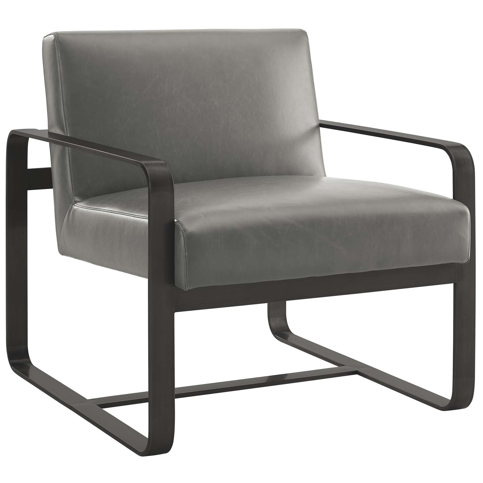 Modway Accent Chairs - Astute Faux Leather Armchair Gray