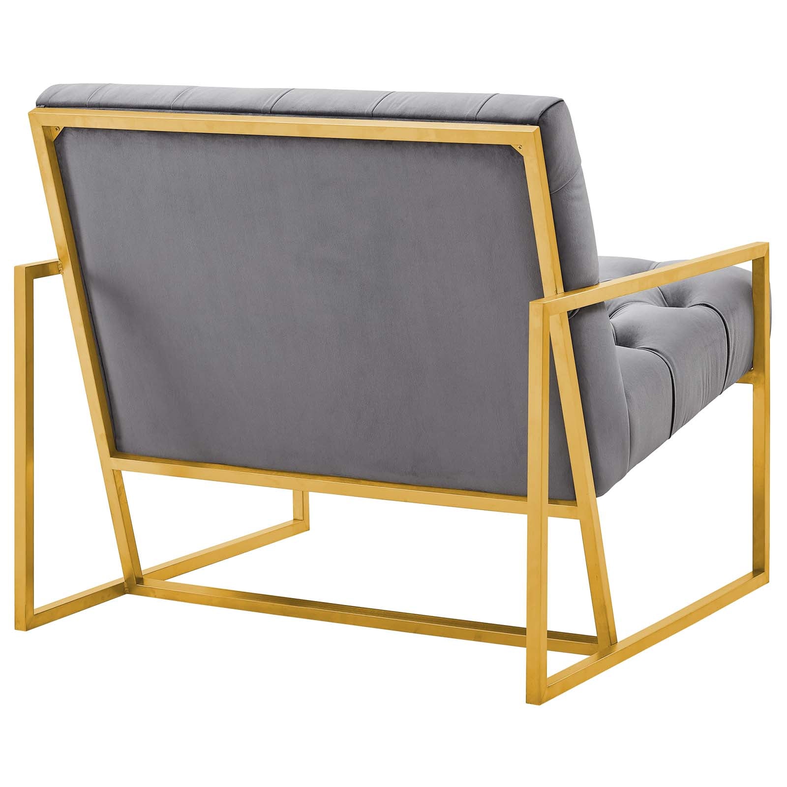 Modway Accent Chairs - Bequest Gold Stainless Steel Performance Velvet Accent Chair Gray