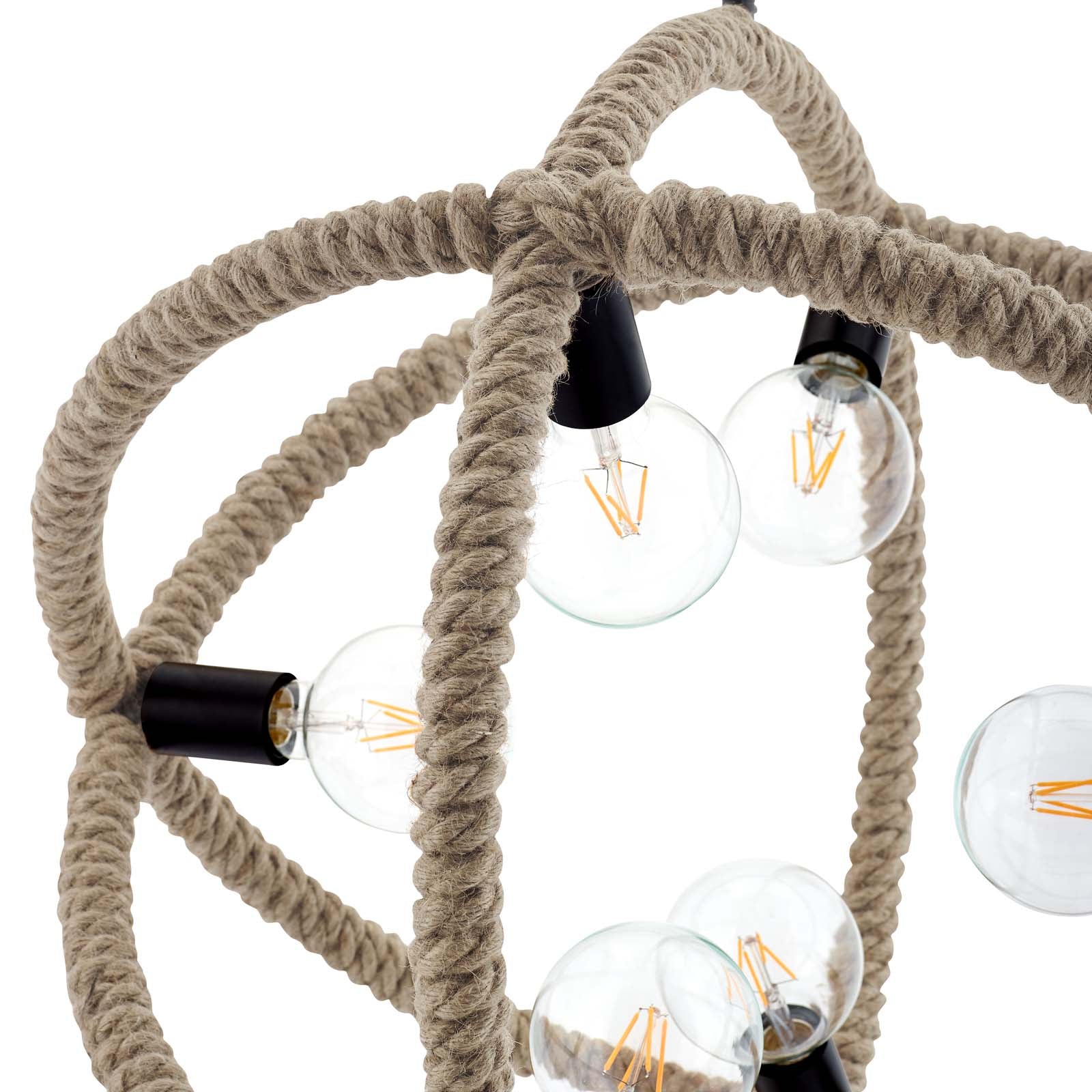 Modway Ceiling Lights - Transpose Rope Pendant Chandelier Black
