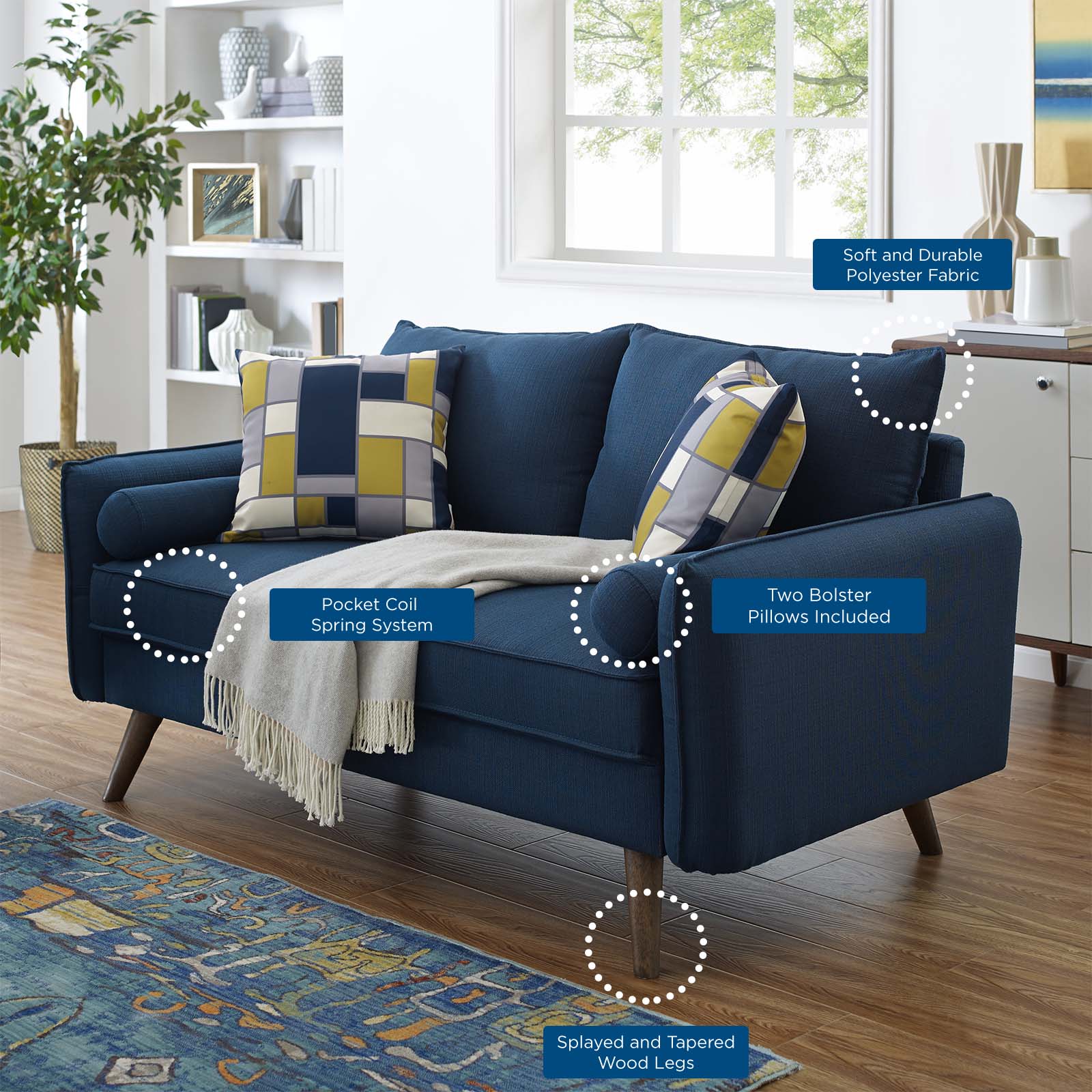 Modway Loveseats - Revive Upholstered Fabric Loveseat Azure