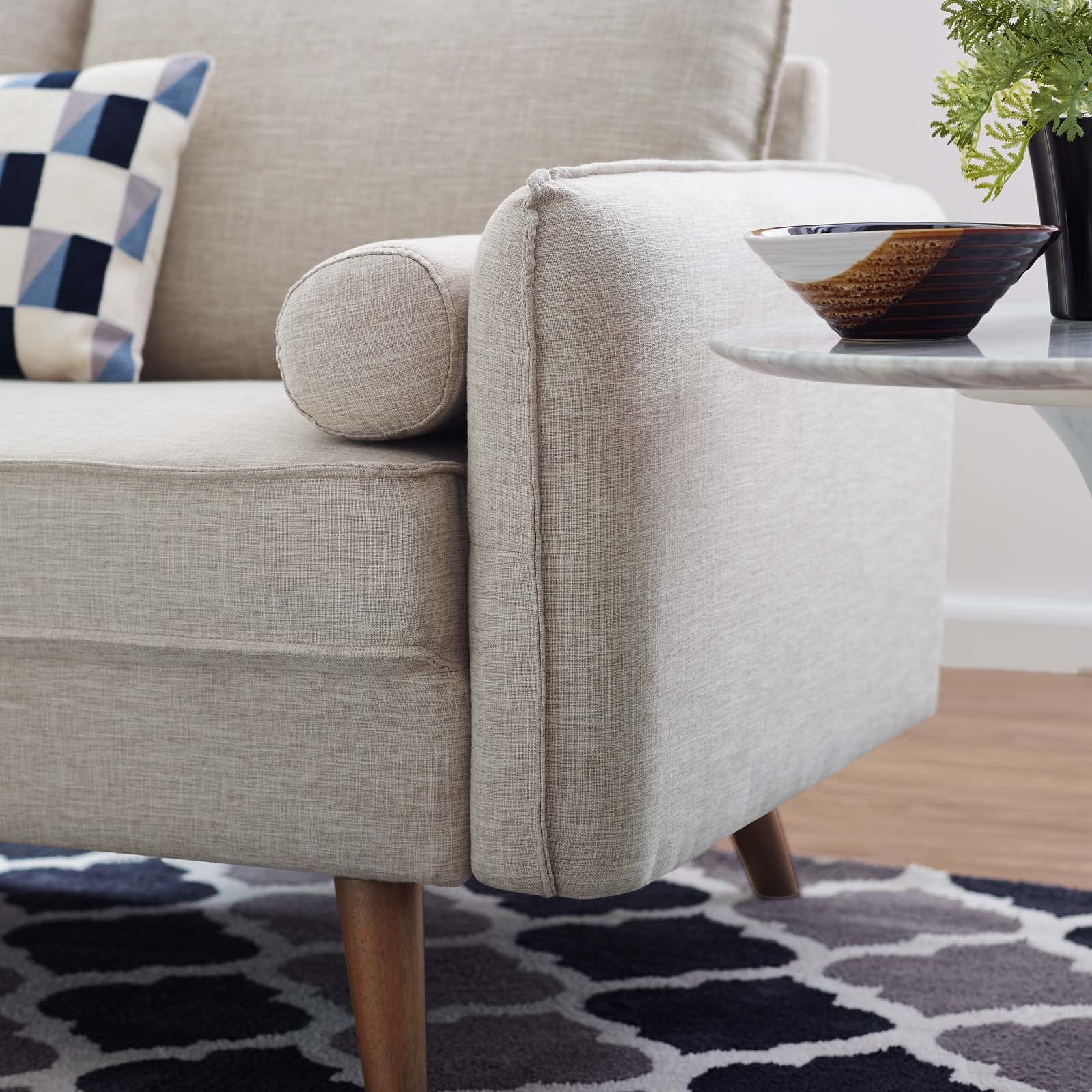 Modway Loveseats - Revive Upholstered Fabric Loveseat Beige