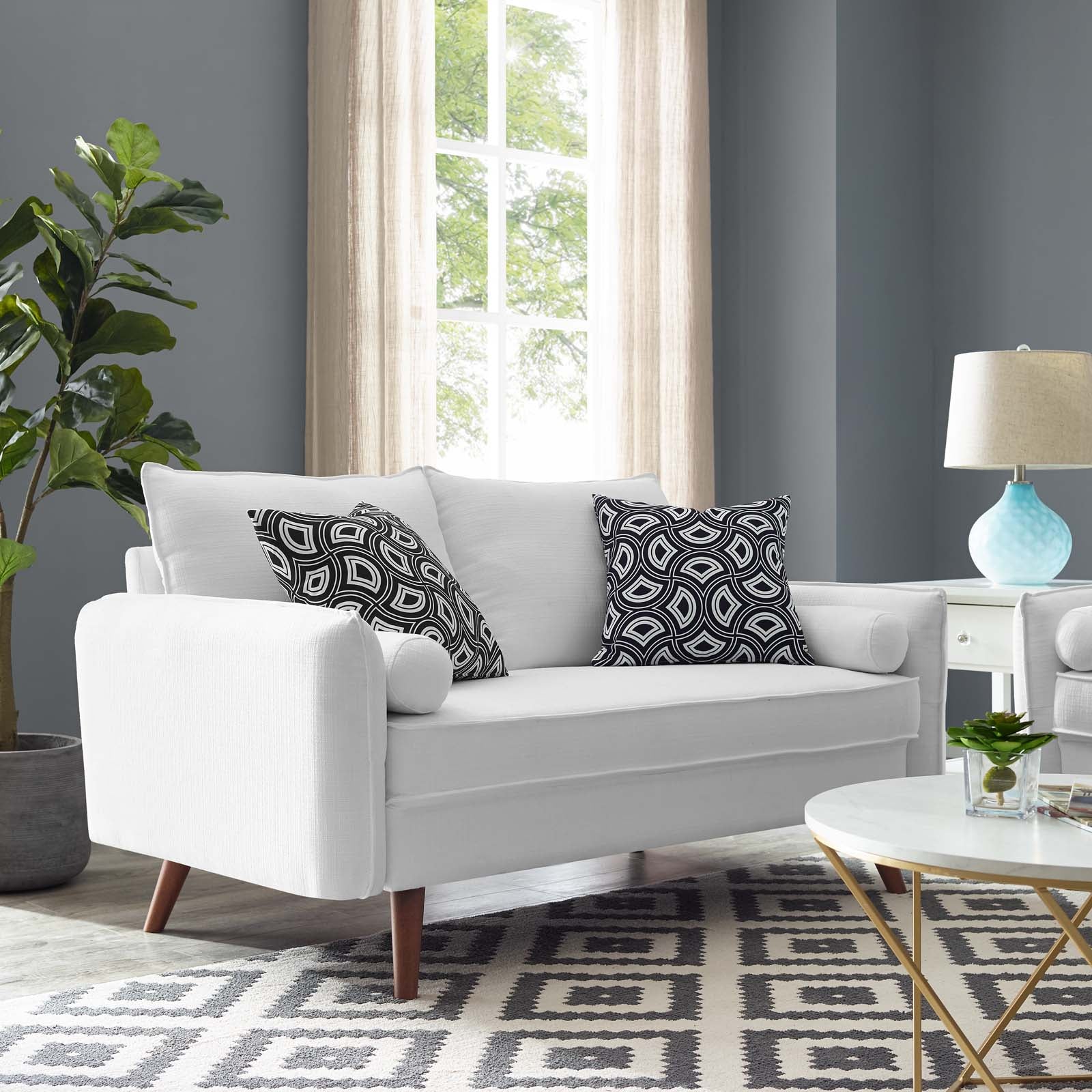 Modway Loveseats - Revive Upholstered Fabric Loveseat White