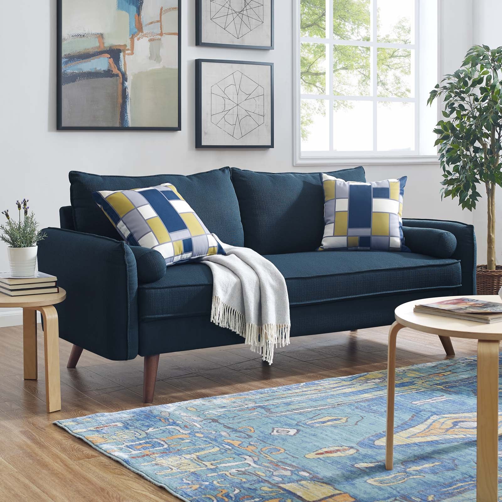 Modway Sofas & Couches - Revive Upholstered Fabric Sofa Azure