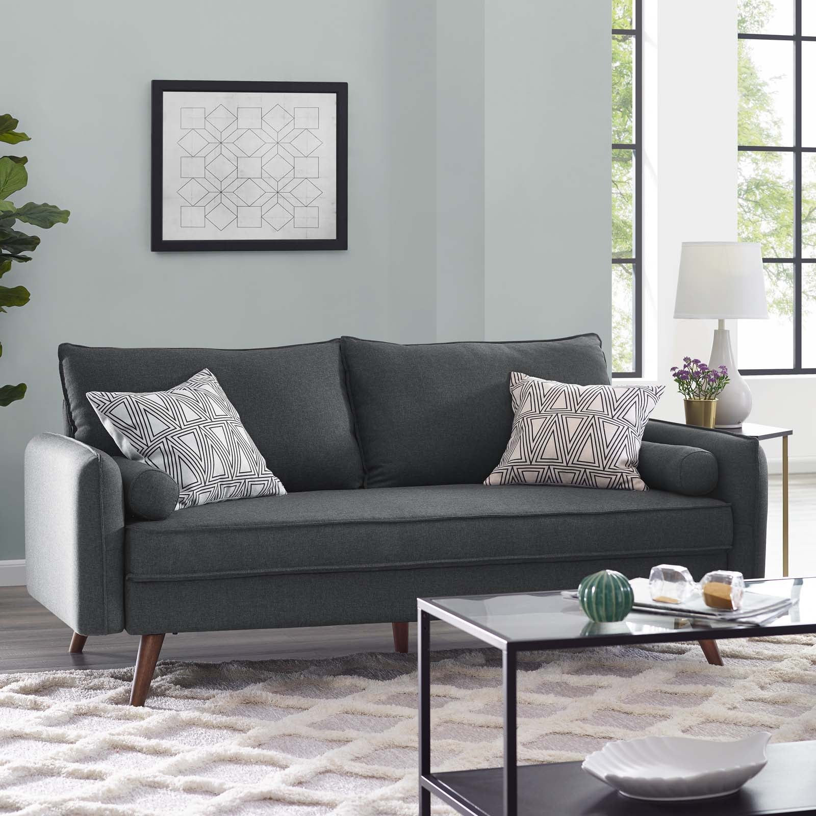 Modway Sofas & Couches - Revive Upholstered Fabric Sofa Gray