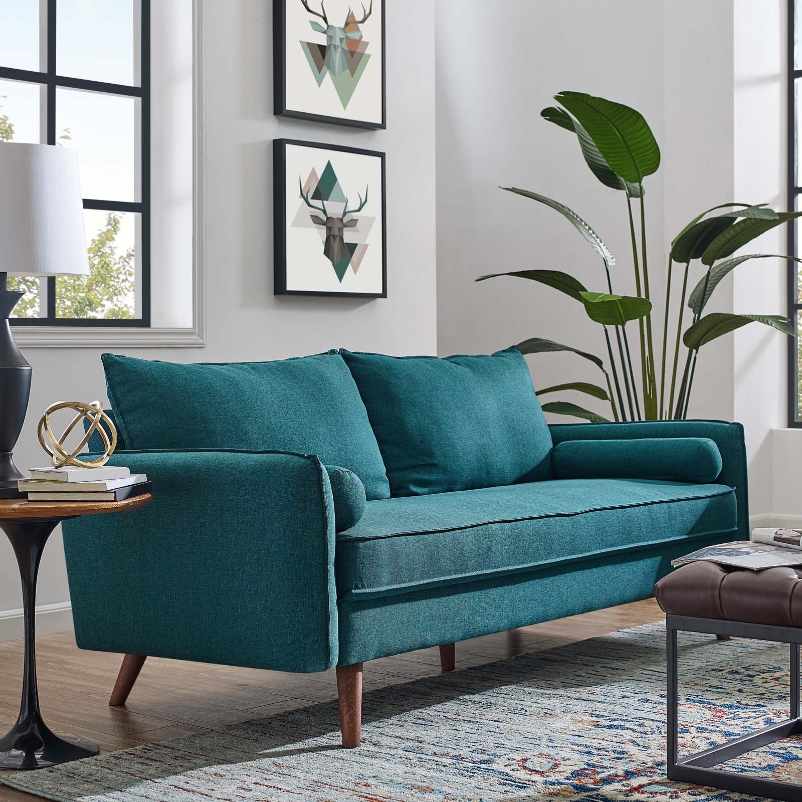 Modway Sofas & Couches - Revive Upholstered Fabric Sofa Teal