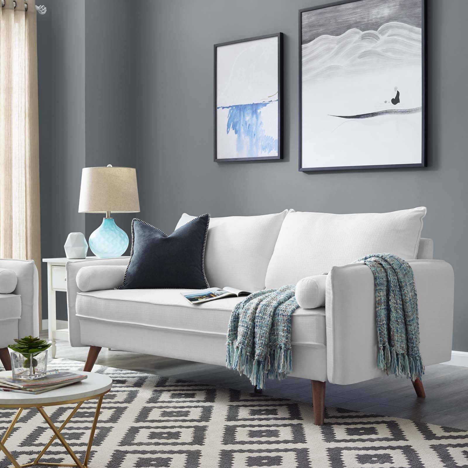 Modway Sofas & Couches - Revive Upholstered Fabric Sofa White