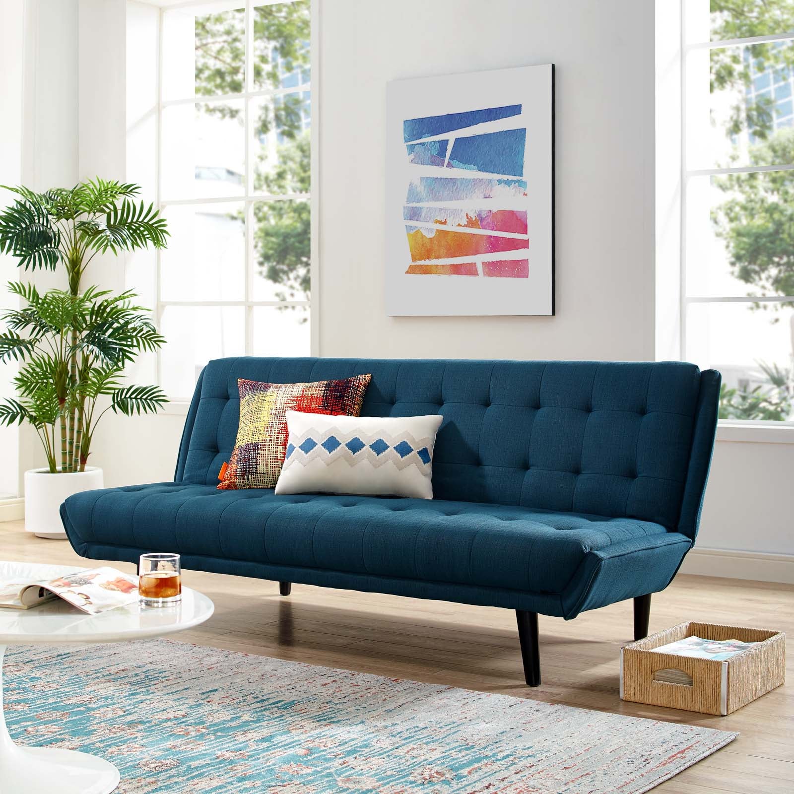 Modway Sofas & Couches - Glance Tufted Convertible Fabric Sofa Bed Azure