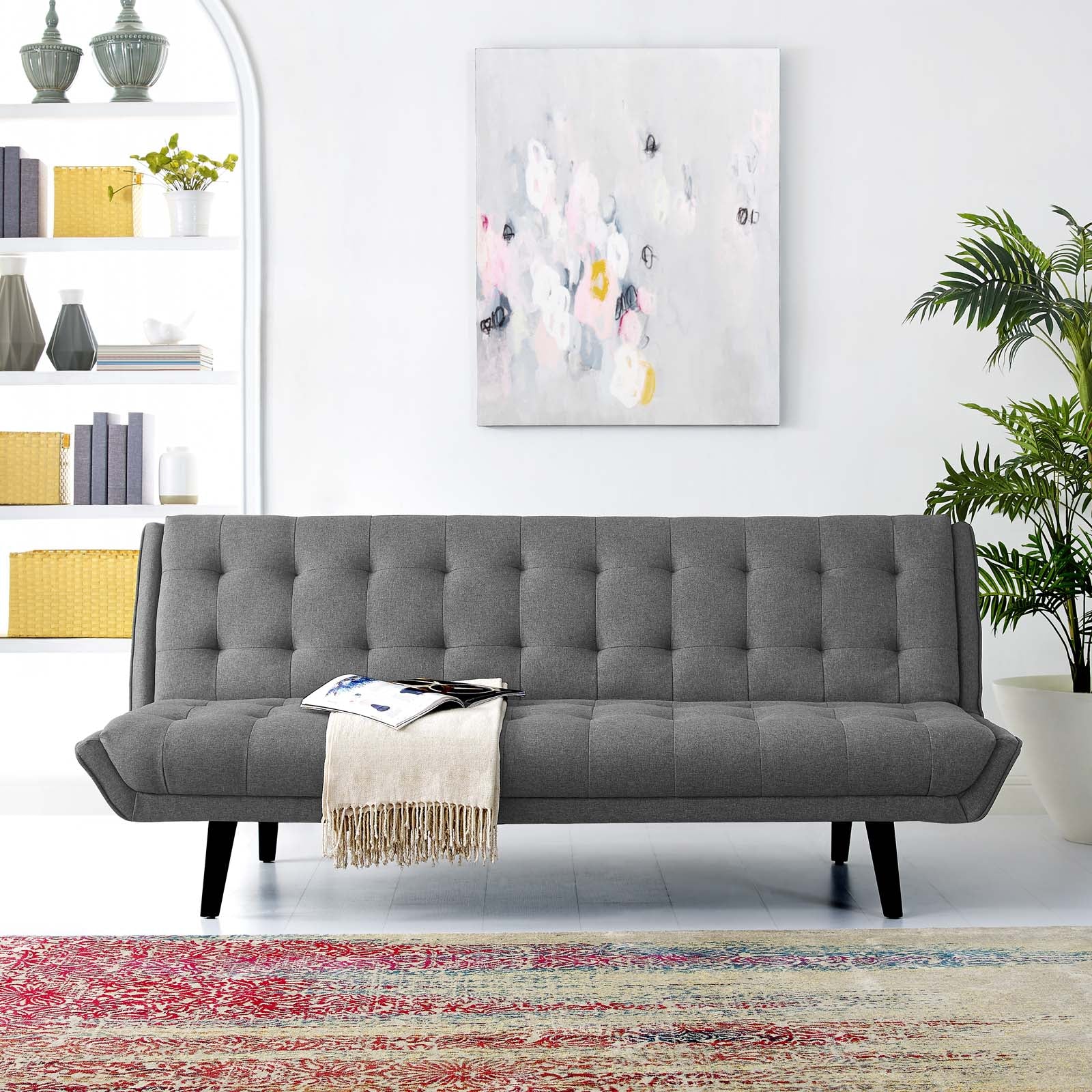 Modway Sofas & Couches - Glance Tufted Convertible Fabric Sofa Bed Gray