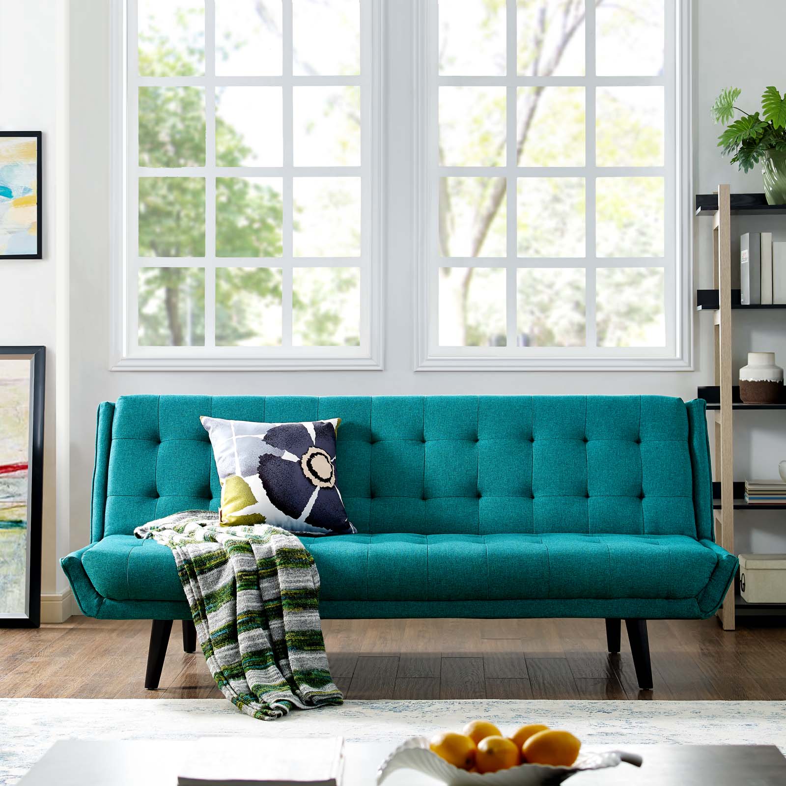 Modway Sofas & Couches - Glance Tufted Convertible Fabric Sofa Bed Teal