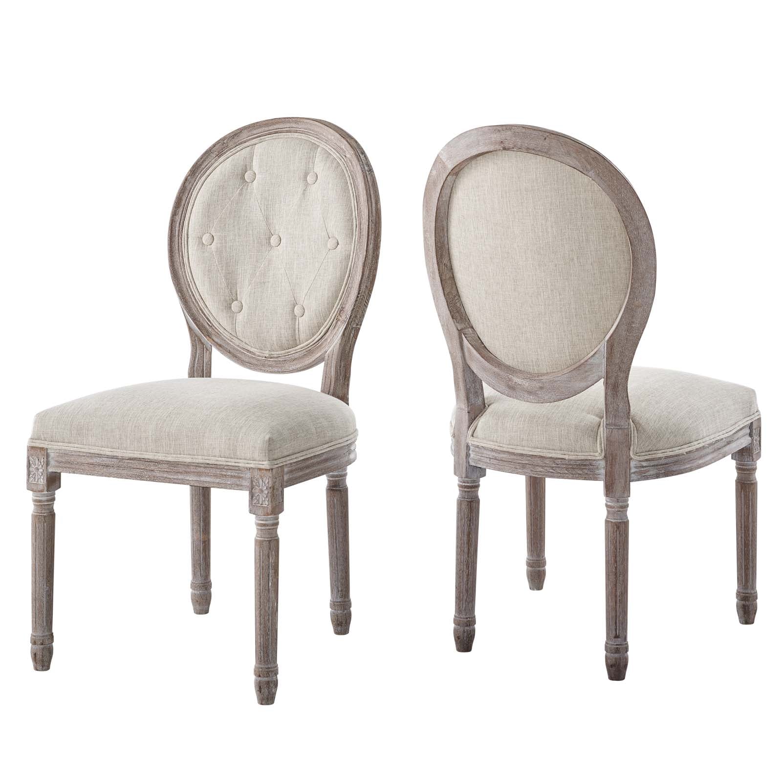 Modway Dining Chairs - Arise Vintage French Upholstered Fabric Dining Side Chair Beige (Set of 2)