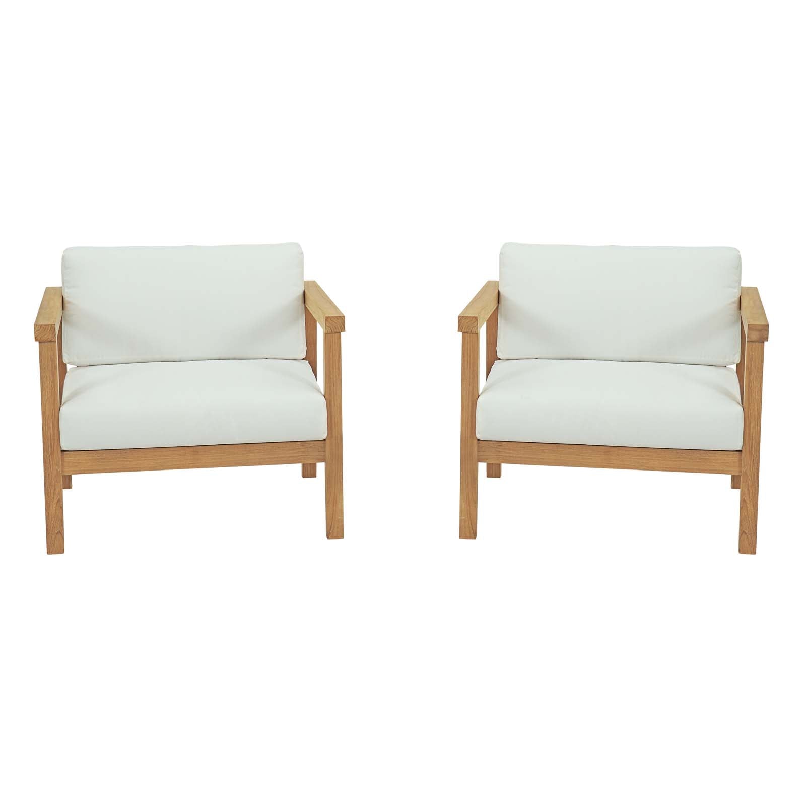 Modway Outdoor Sofas - Bayport-2-Piece-Outdoor-Patio-Teak-Set-Natural-White