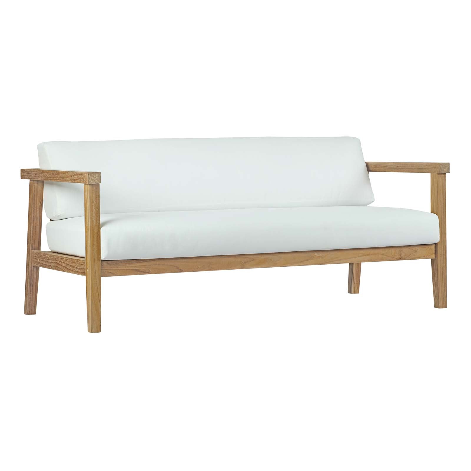 Modway Outdoor Sofas - Bayport-4-Piece-Outdoor-Patio-Teak-Set-Natural-White