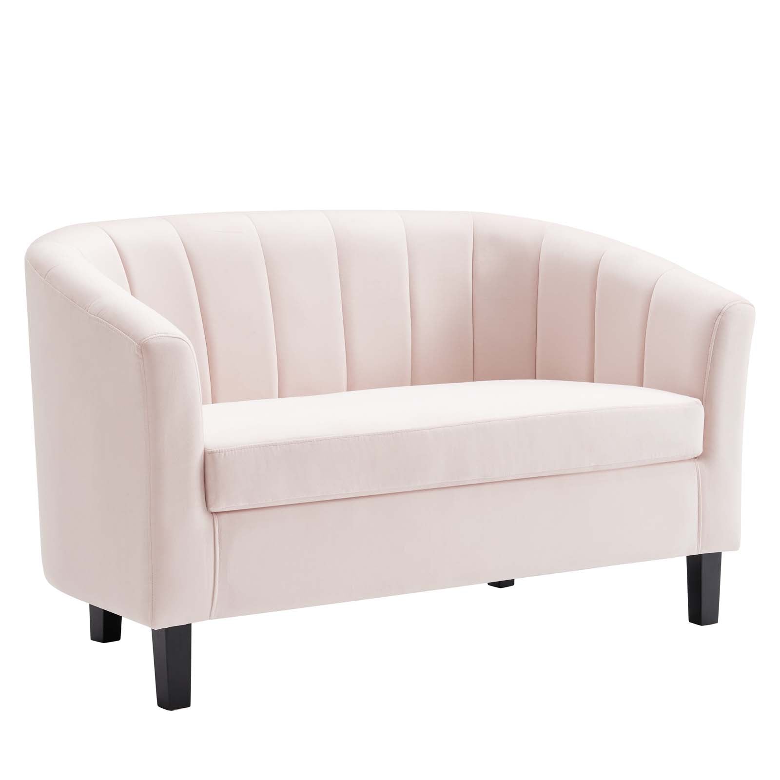 Modway Loveseats - Prospect Channel Tufted Performance Velvet Loveseat Pink