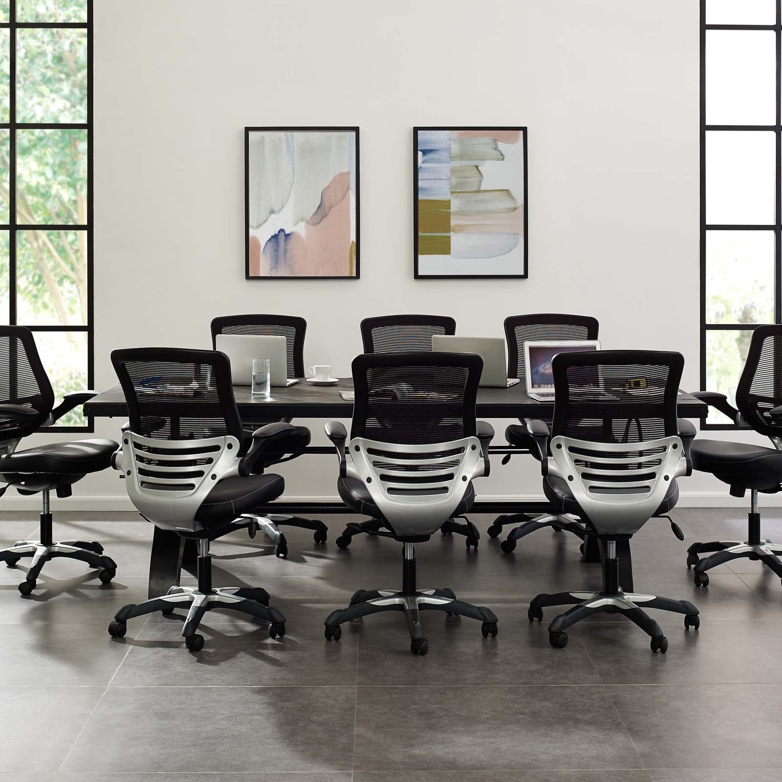 Modway Dining Tables - Genuine 96" Crank Height Adjustable Rectangle Dining and Conference Table Black