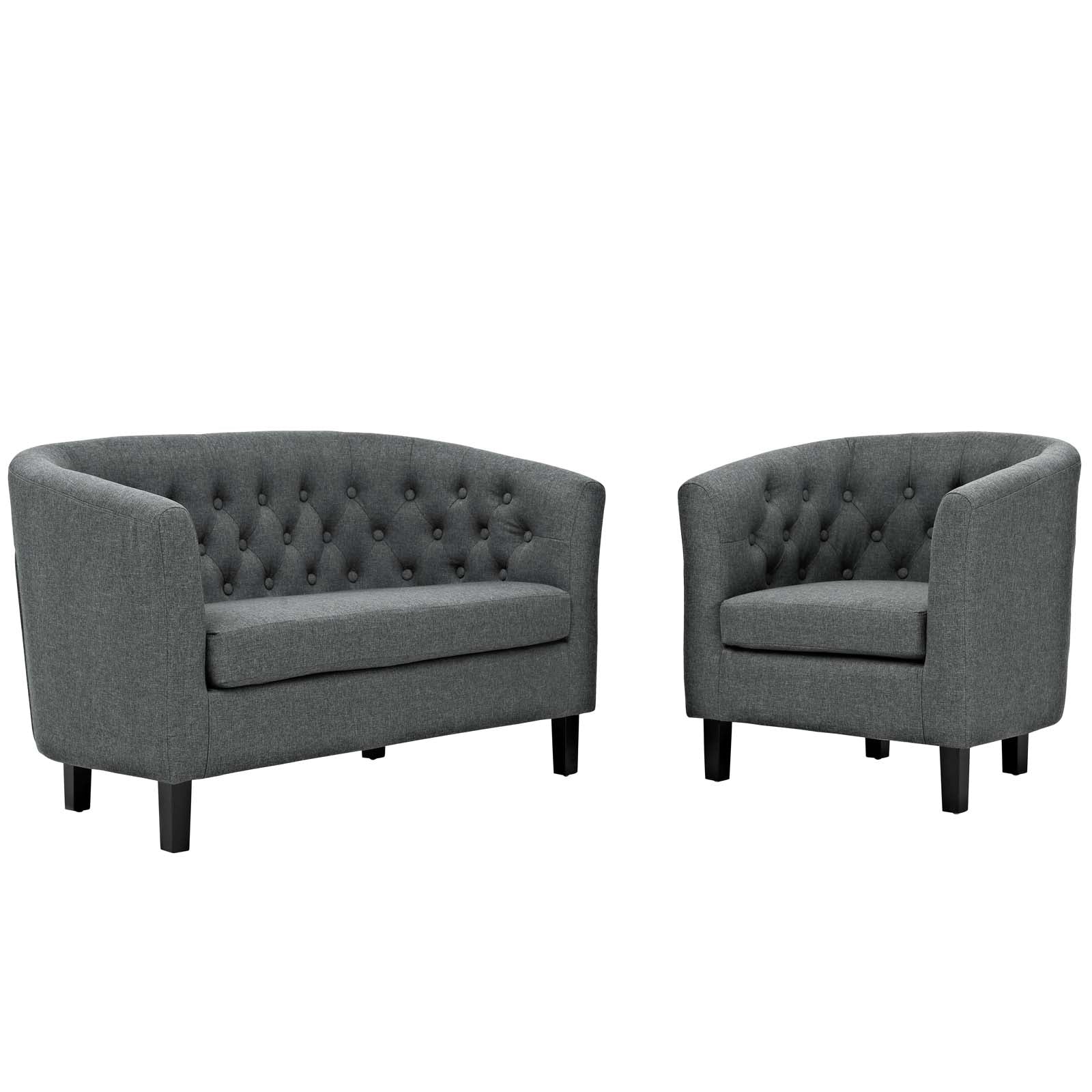 Modway Living Room Sets - Prospect 2 Piece Upholstered Fabric Loveseat and Armchair Set Gray