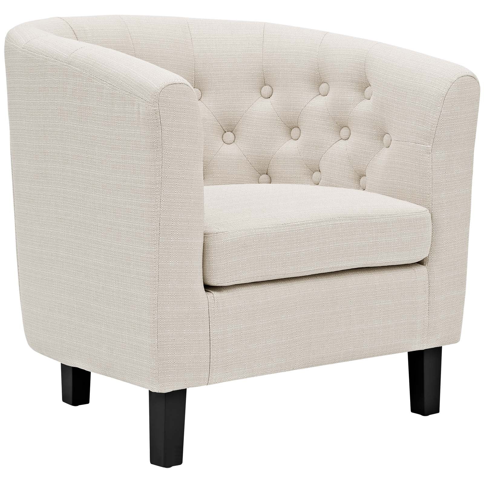 Modway Living Room Sets - Prospect 3 Piece Upholstered Fabric Loveseat and Armchair Set Beige