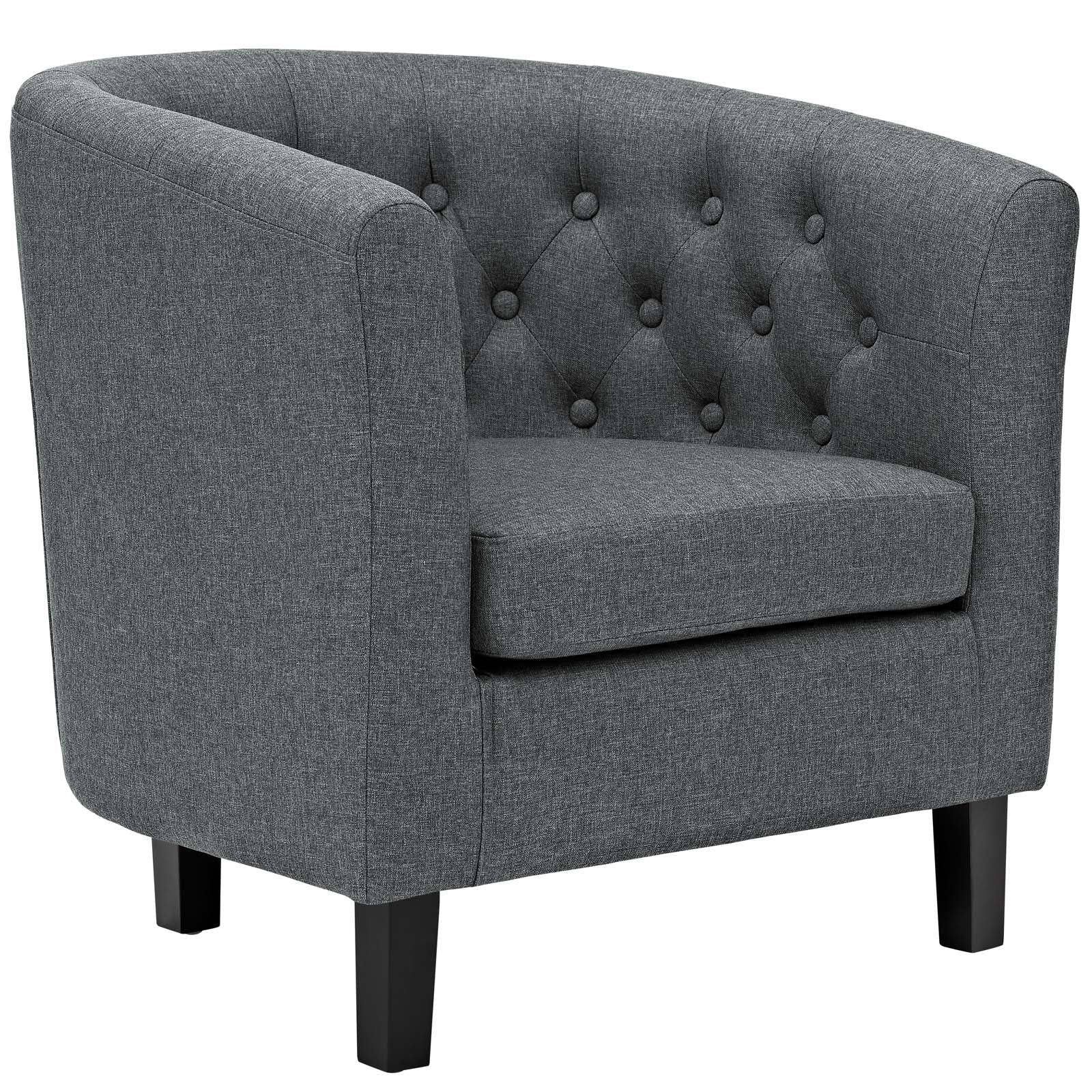 Modway Living Room Sets - Prospect 3 Piece Upholstered Fabric Loveseat and Armchair Set Gray