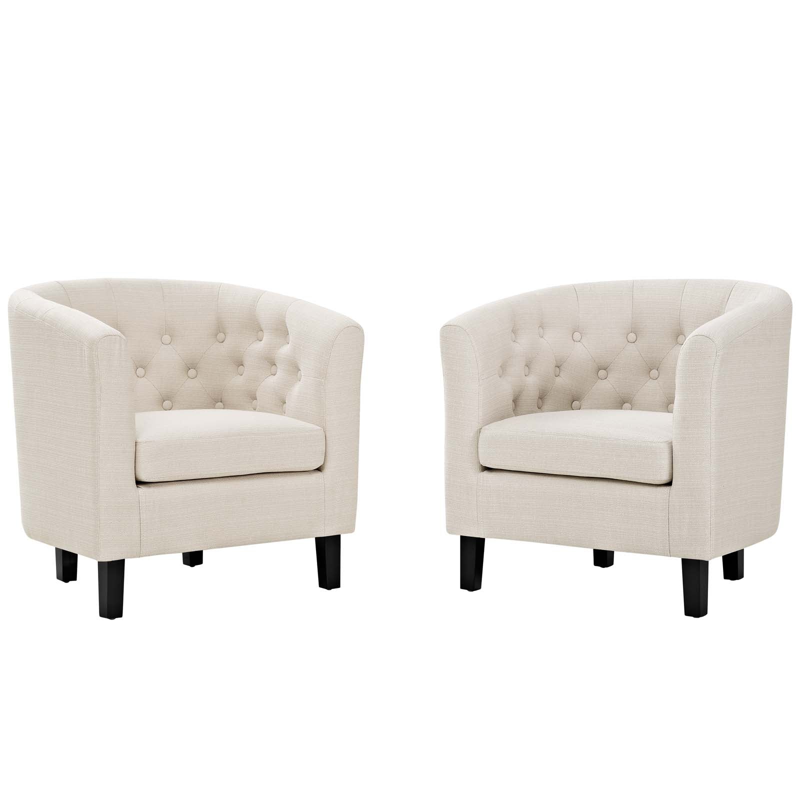 Modway Accent Chairs - Prospect 2 Piece Upholstered Fabric Armchair Set Beige