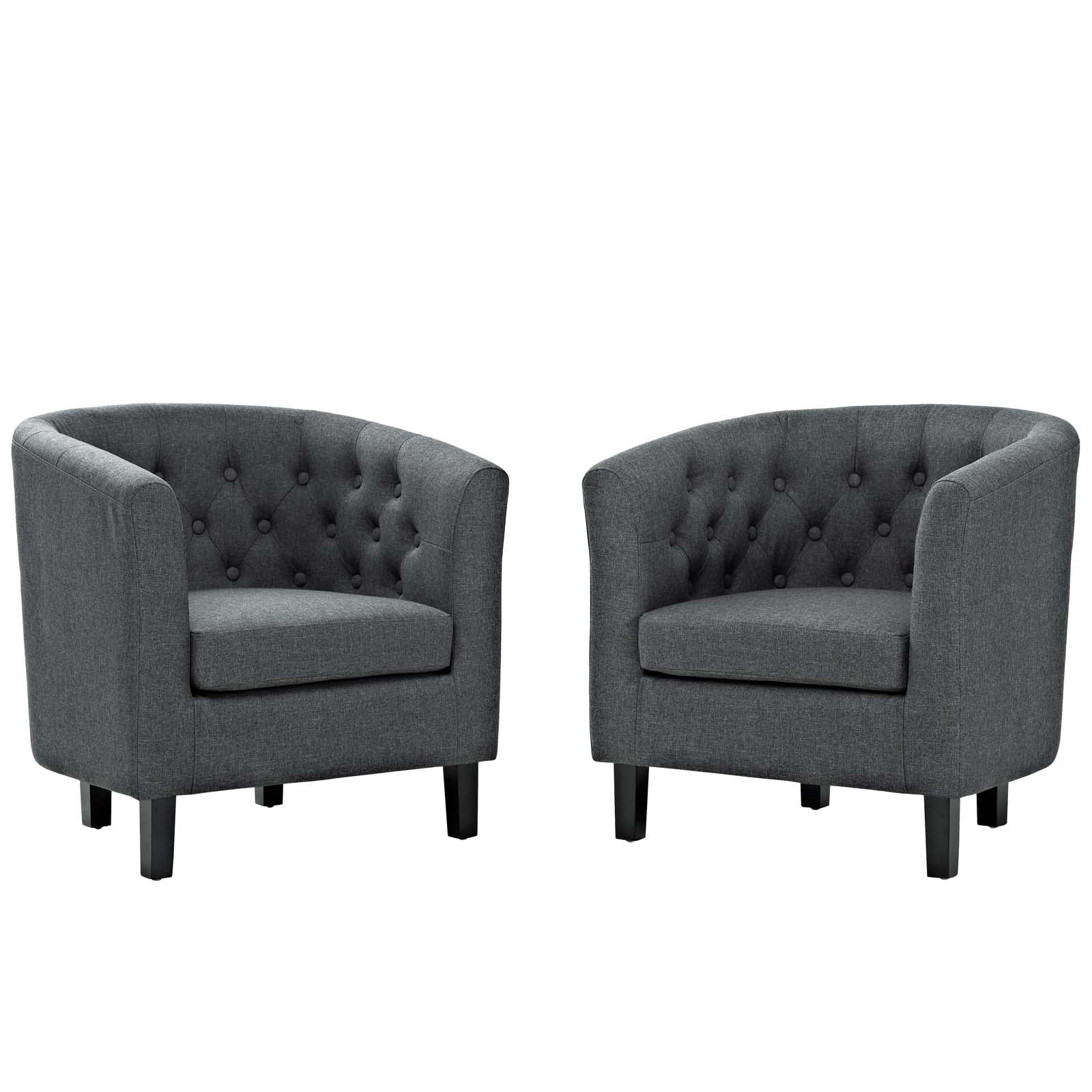 Modway Accent Chairs - Prospect 2 Piece Upholstered Fabric Armchair Set Gray