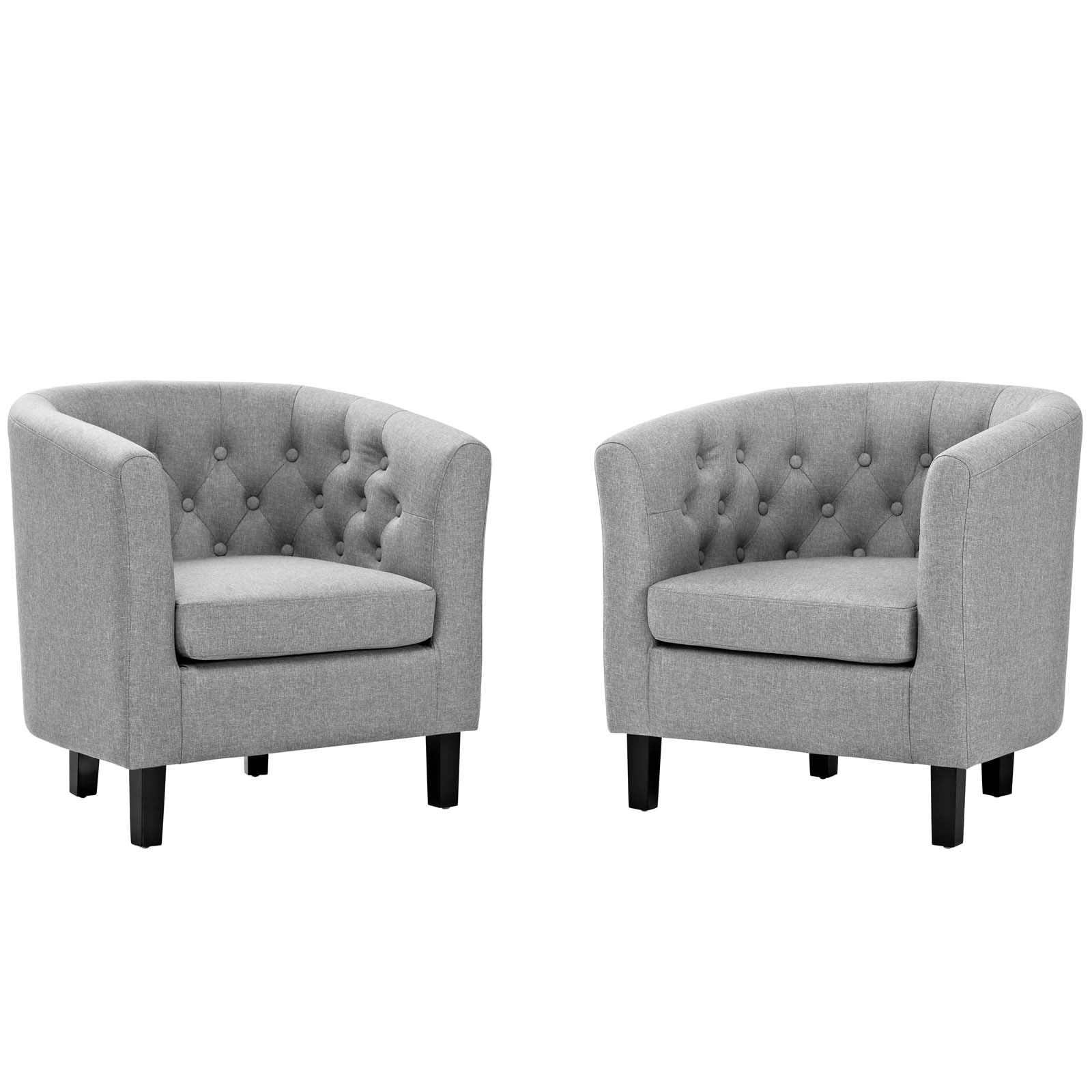 Modway Accent Chairs - Prospect 2 Piece Upholstered Fabric Armchair Set Light Gray