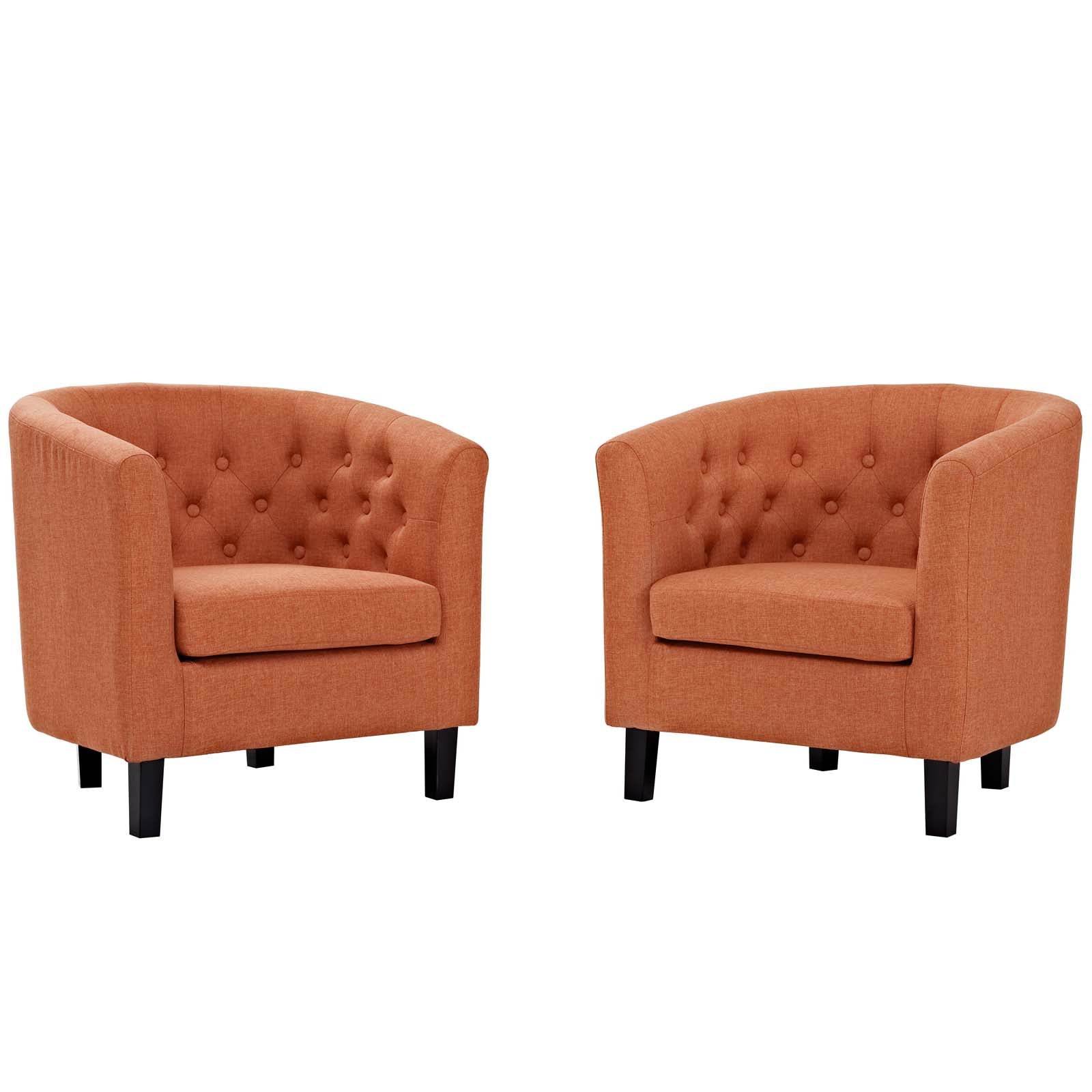 Modway Living Room Sets - Prospect 2 Piece Upholstered Fabric Armchair Set Orange