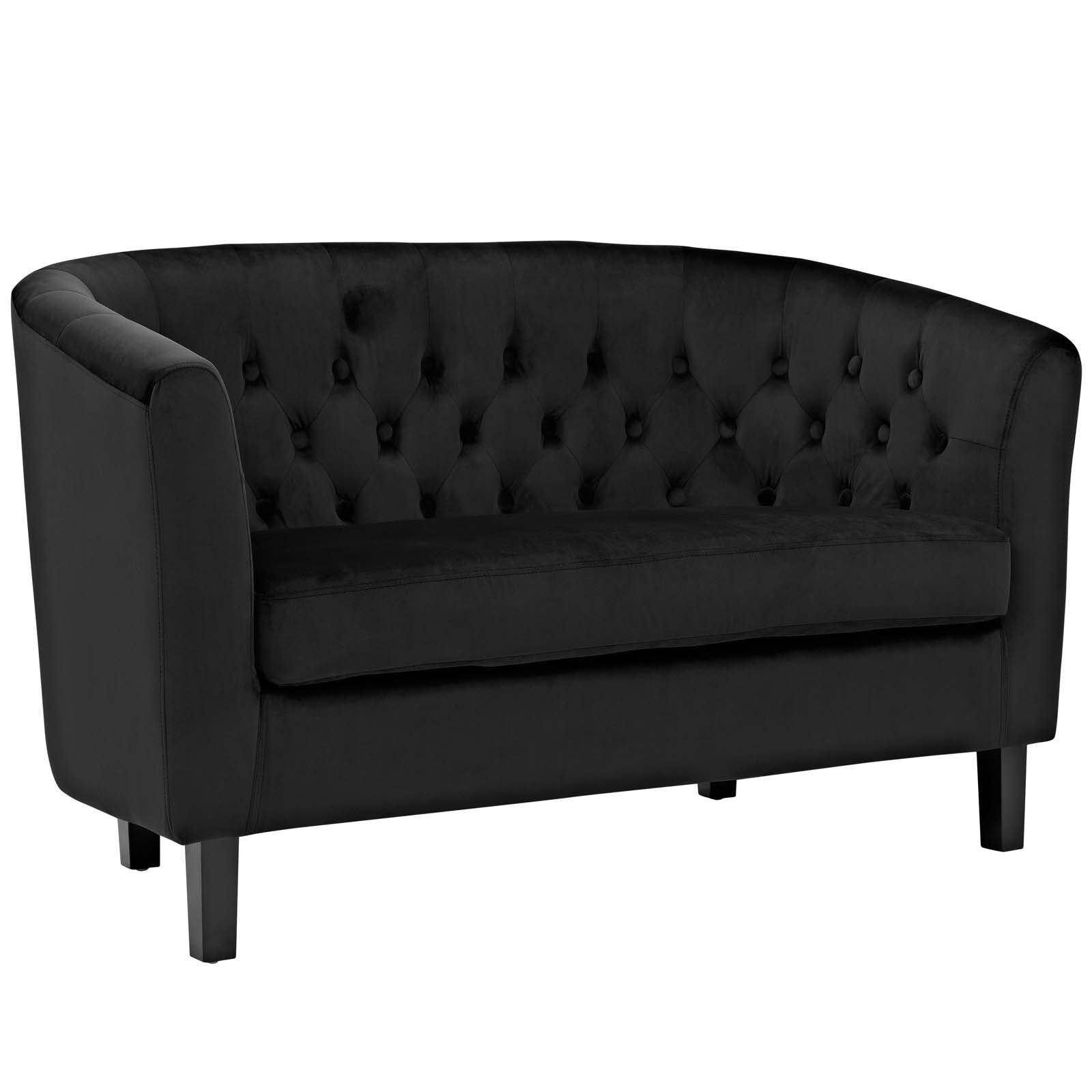 Modway Living Room Sets - Prospect 3 Piece Performance Velvet Loveseat and Armchair Set Black