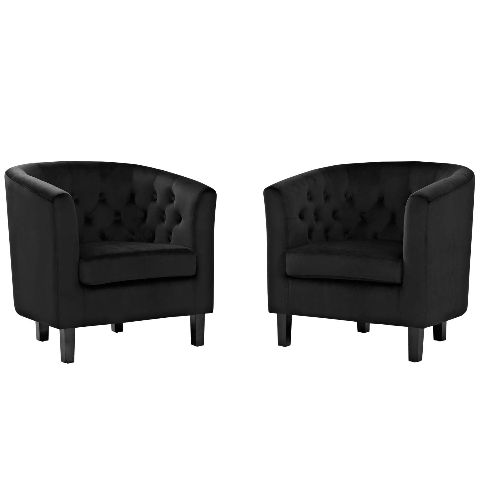 Modway Accent Chairs - Prospect 2 Piece Performance Velvet Armchair Set Black