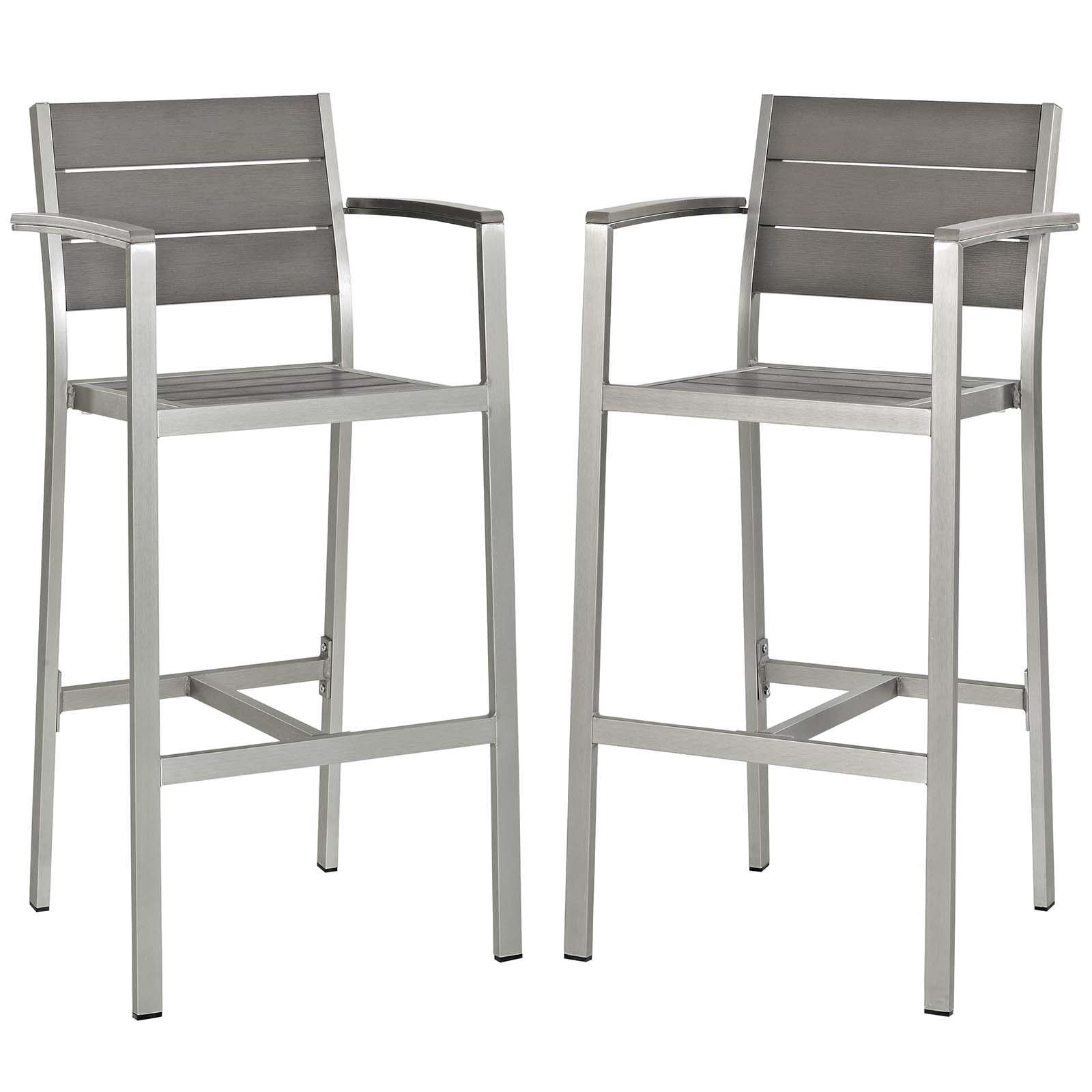Modway Outdoor Barstools - Shore Outdoor Barstool Silver Gray (Set of 2)