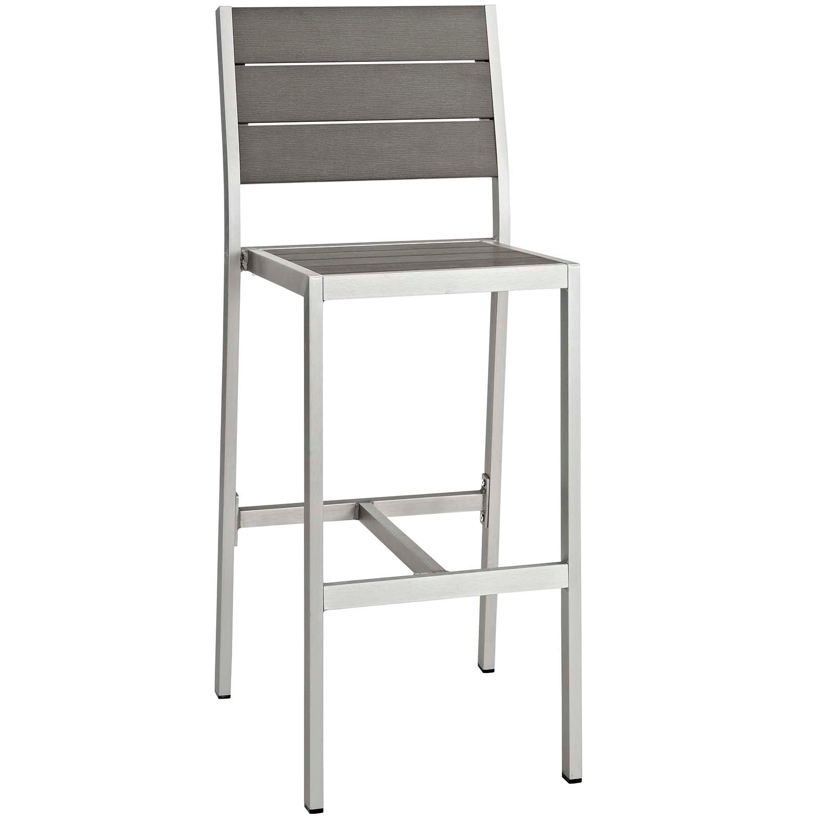 Modway Outdoor Barstools - Shore Armless Bar Stool Outdoor Patio Aluminum Silver Gray ( Set of 2 )